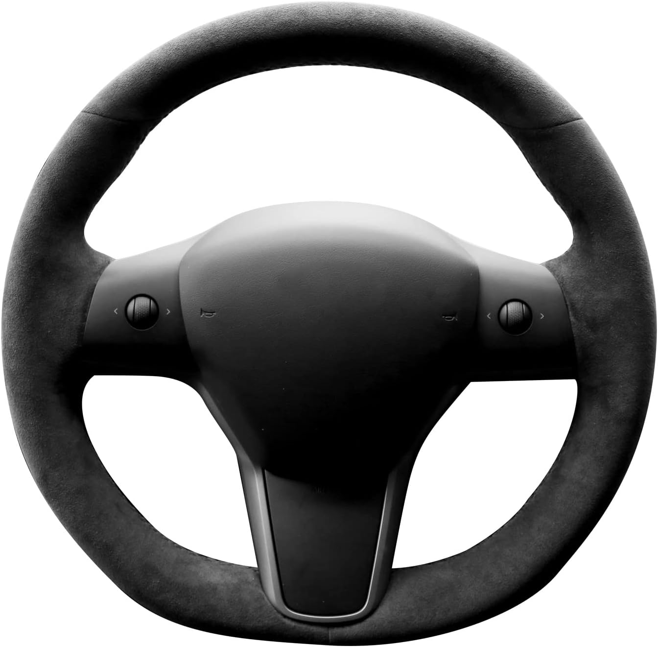 Alfanxi Car Accessories Alcantara Material Steering Wheel Cover&Door Panel&Key Covers&Holders Compatible with Tesla Model 3/Y/S (A3:Segmented Steering Wheel Cover)