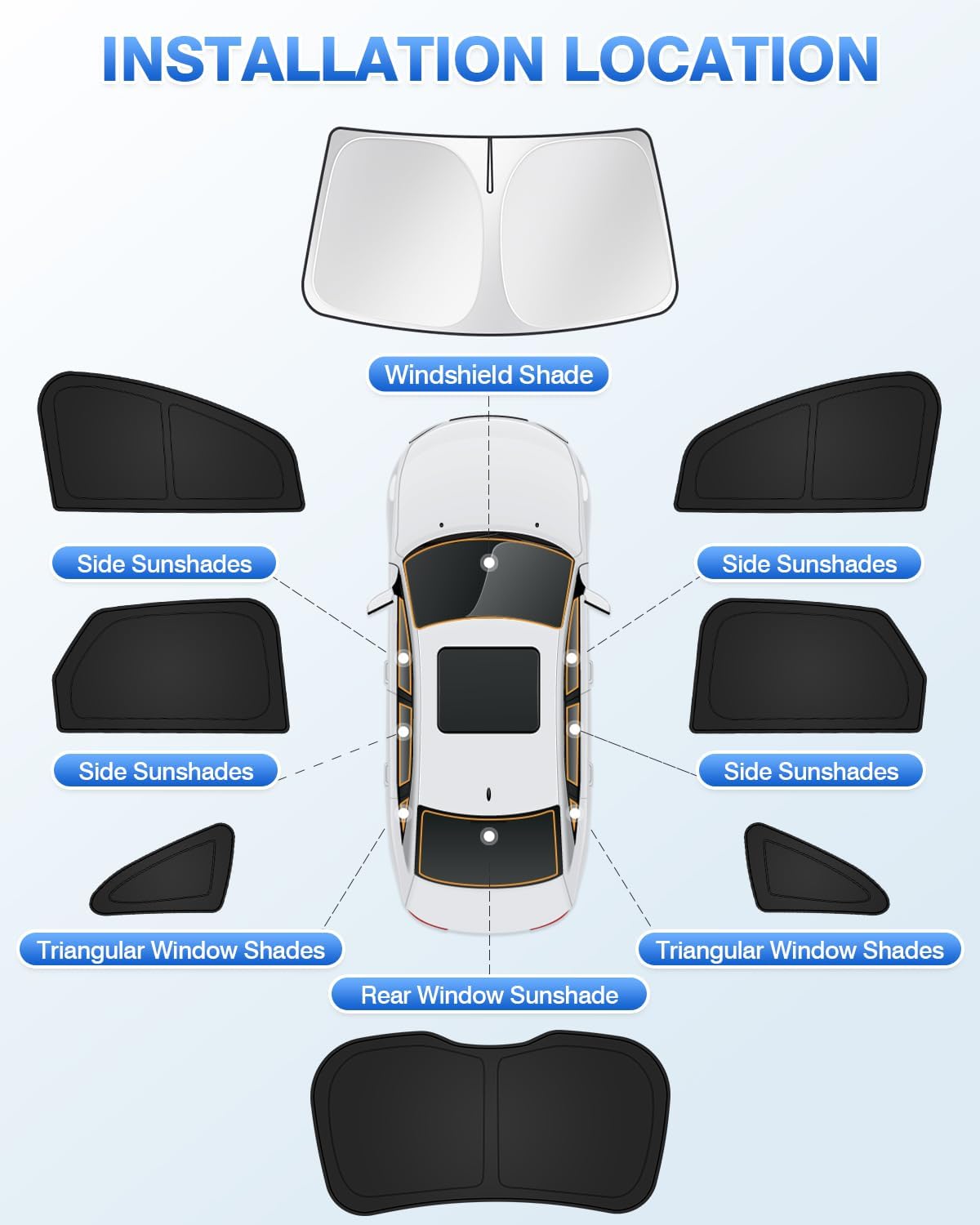 Canvcle Sunshades for Ford Edge 2015-2024 Accessories Windshield Sun Shade Side Rear Window Shade Cover Sun Visor Shield Privacy Protection Keep Vehicle Cool Black 8PCS