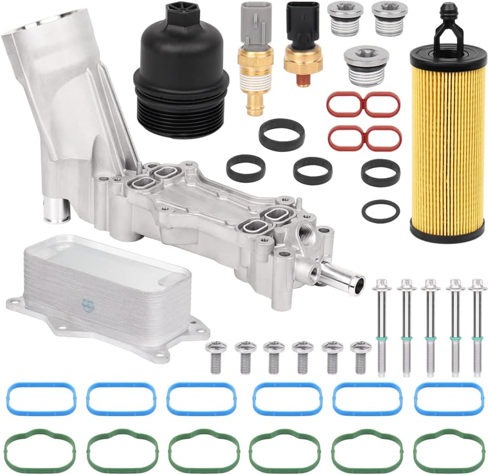 926-959 Aluminum Oil Cooler, Oil Filter Housing Adapter Kit for 2011-2016 Chrysler 200, 300, Dodge Avenger Charger Journey, Durango, Jeep Cherokee, Wrangler, Ram 3.6L V6 5184304AE 926-876 68105583AF