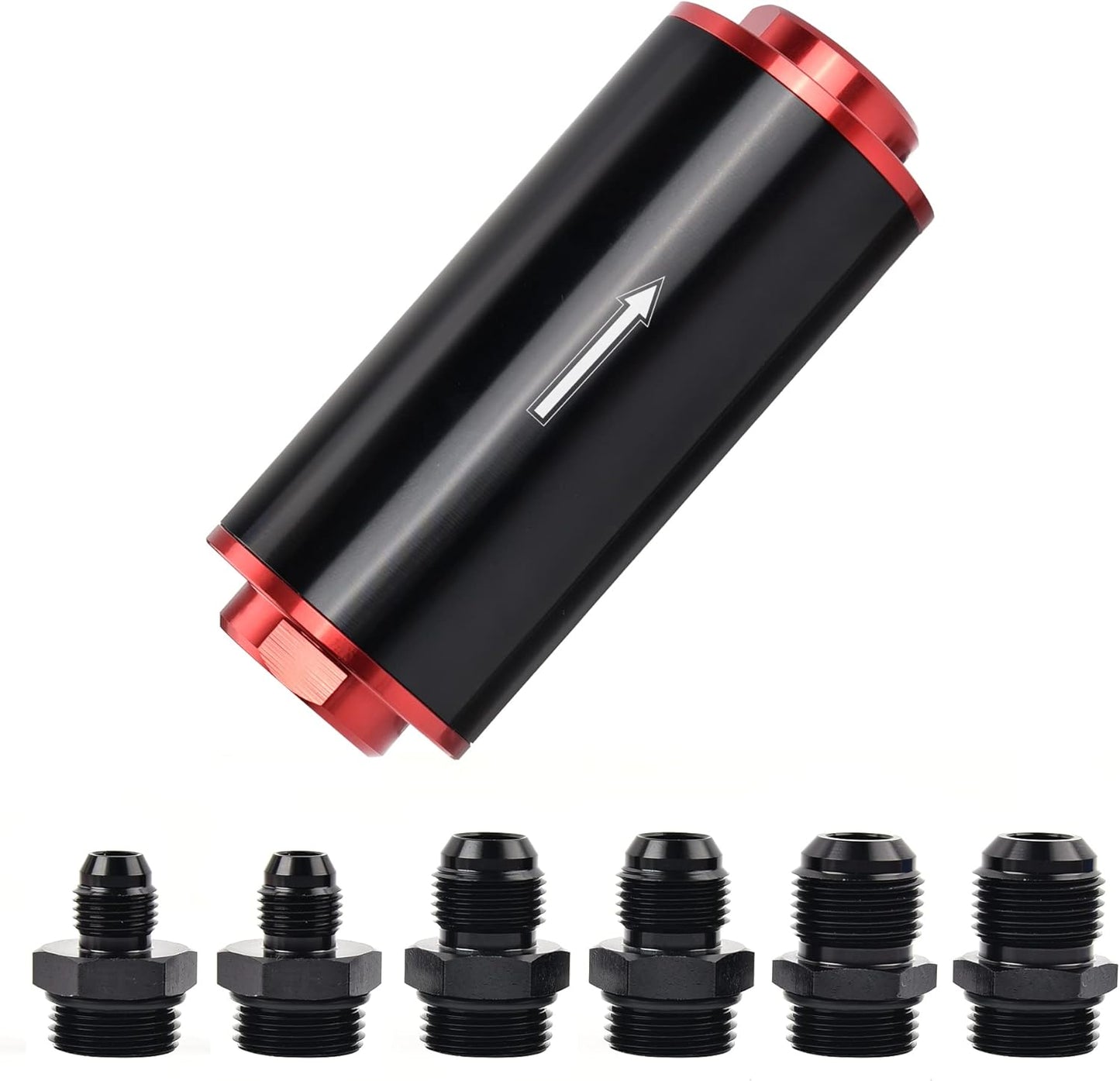 EVIL ENERGY 30 Micron Inline Fuel Filter with 6AN 8AN 10AN Adapter Universal 58MM