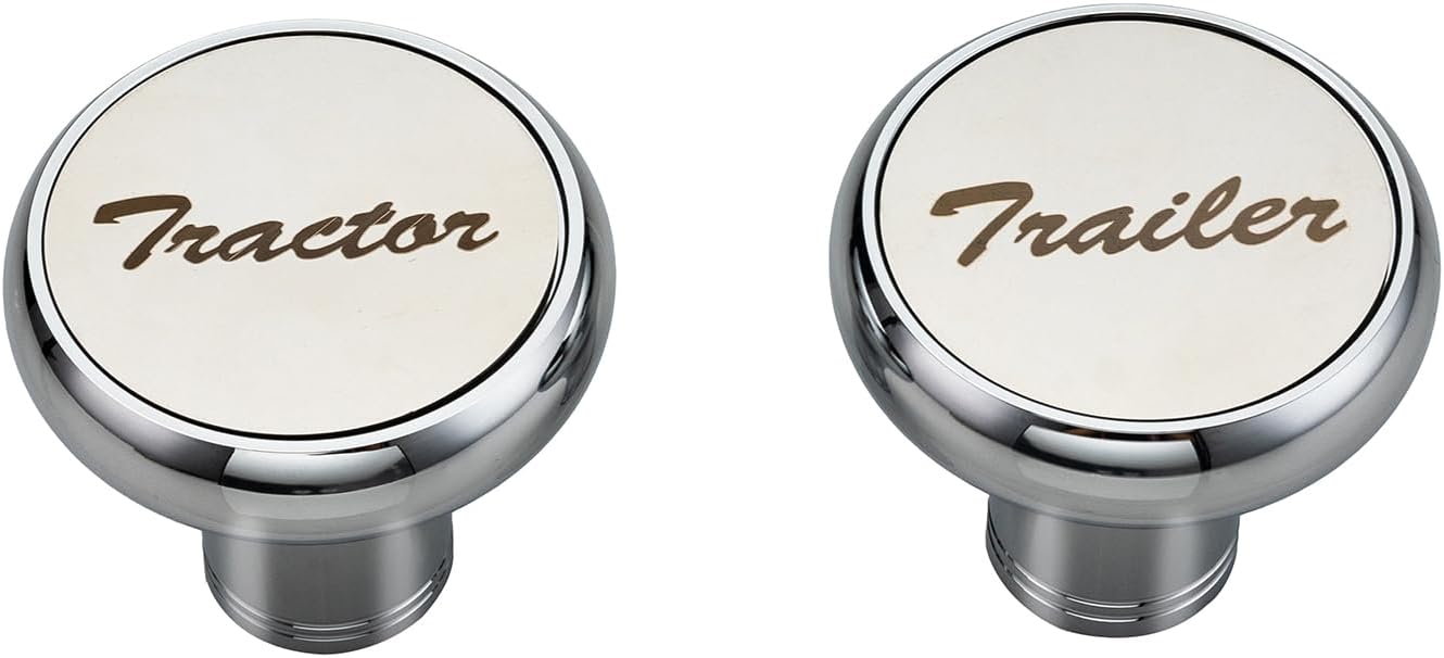 Xintre Pair of Tractor/Trailer Air Valve Knobs Made from Aluminum Interior Accessories Air Brake knobs Compatible with Kenworth T680 Peterbilt 379 389 579 Freightliner, Chrome Stainless Steel (2 Set)