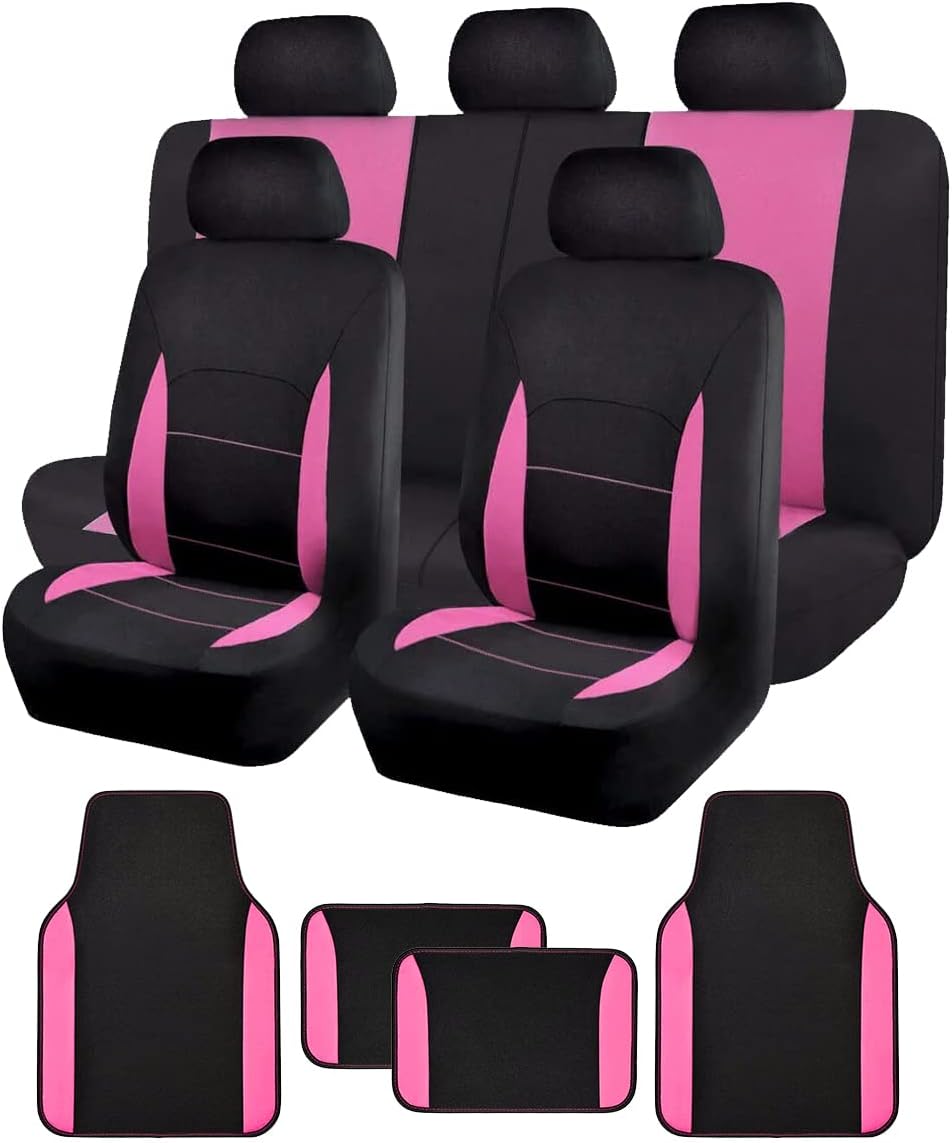 Flying Banner Car Seat Covers Full Set 9 PCS Rear Bench with 3 Zippers Split into 40/50 50/50 60/40 Truck SUV