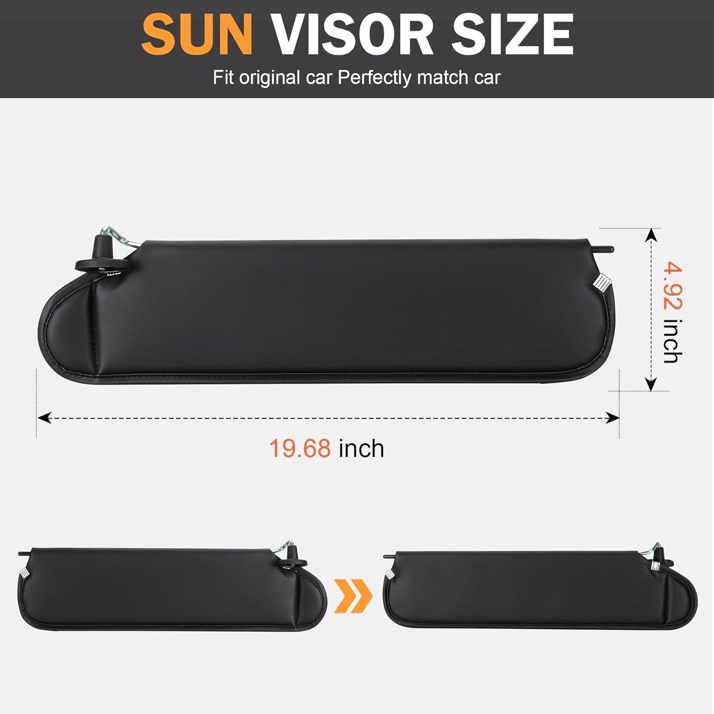 TadaMark Right Passenger Side Black Sun Visor for Jeep Wrangler TJ 1997 1998 1999 2000 2001 2002 Sunvisor Replacement