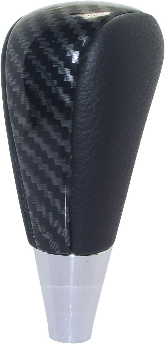 Pursuestar Black Leather Carbon Fiber Gear Shift Knob Compatible for Toyota RAV4 Land Cruiser Lexus Sienna Corolla Camry Sequoia Estima Crown Mazda Replacement M8x1.25