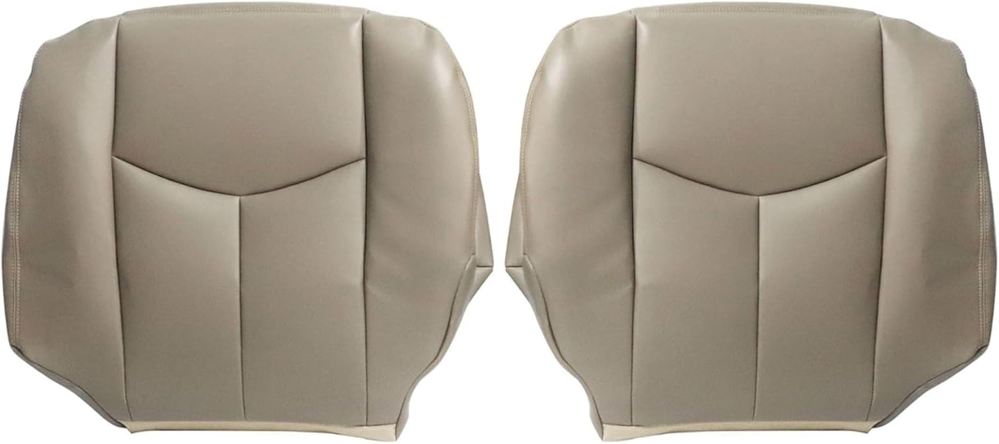 AOUTTUOA Front Driver and Passenger Bottom Microfiber Leather Seat Covers Tan #522 Compatible with Chevy Avalanche Silverado GMC Sierra 1500 2500 3500 HD 2003 2004 2005 2006