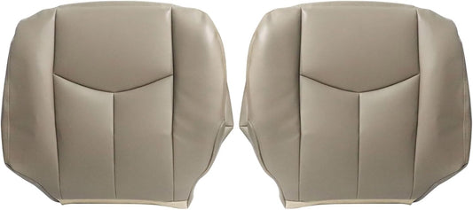 AOUTTUOA Front Driver and Passenger Bottom Microfiber Leather Seat Covers Tan #522 Compatible with Chevy Avalanche Silverado GMC Sierra 1500 2500 3500 HD 2003 2004 2005 2006