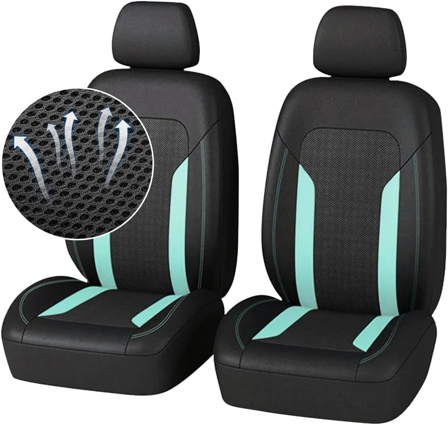 4PCS Cooling Car Seat Covers,Breathable Front Seat Covers with Mesh Construction and Foam Padding,Car Seat Protector to Reduce Back Sweating,Universal Car Interior for Car SUV (Gray)