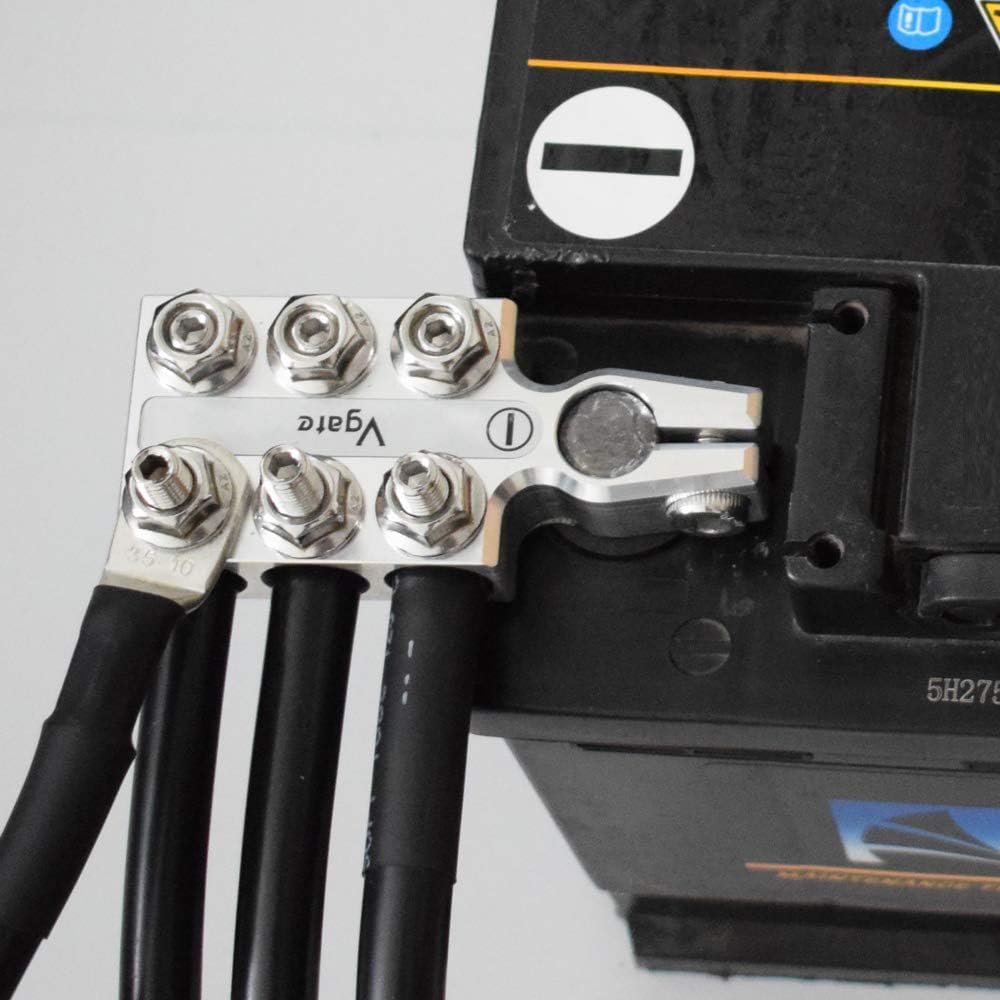 Vgate Car Lead Acid Battery Terminal Clamps, 8AWG up to 4/0(XL) AWG Gauge, 12-Way Connectors, Positive and Negative (+/-)(Pair) for SAE/DIN/EN Tapered Top Post