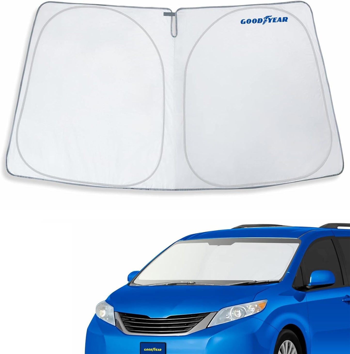 Goodyear Foldable Windshield Sunshade for Chevrolet (Chevy) Tahoe 2021-2025, SUV car Accessories, Sunshade Cover, Sun Shade Car Windshield, Window Sun Blocker - GY008221