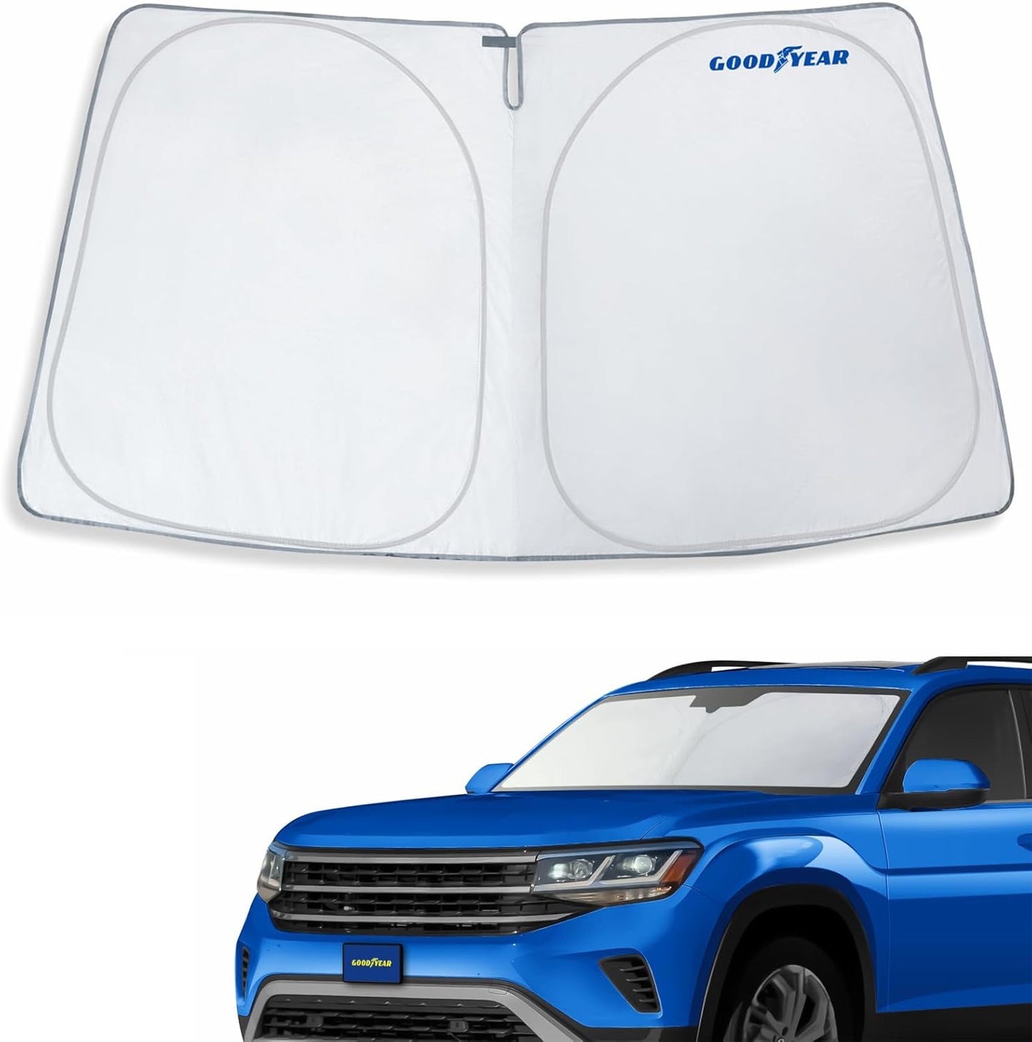 Goodyear Foldable Windshield Sunshade for Chevrolet (Chevy) Tahoe 2021-2025, SUV car Accessories, Sunshade Cover, Sun Shade Car Windshield, Window Sun Blocker - GY008221