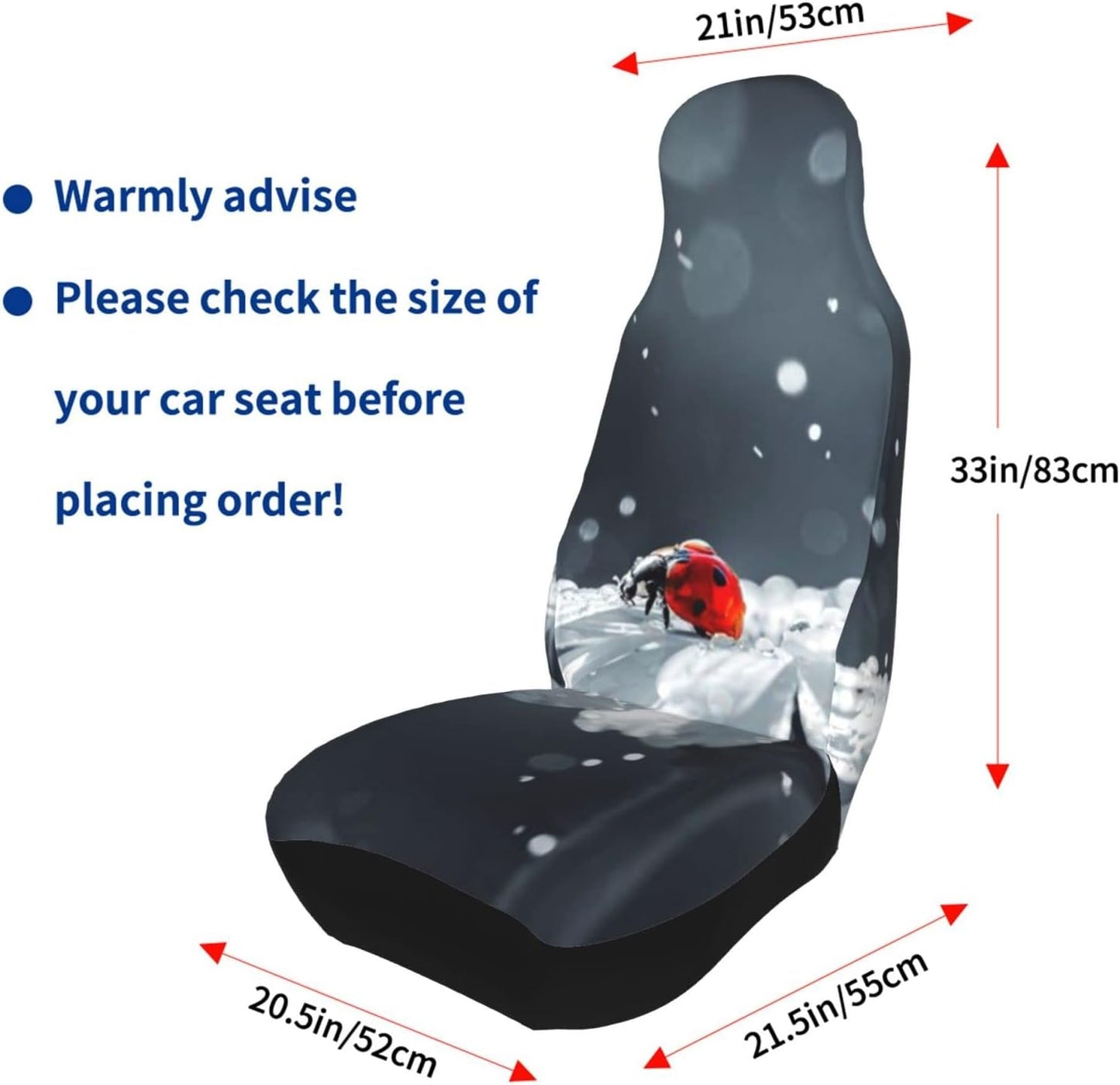 AROONS Ladybug On Daisy Flower Printed Car Seat Covers for Front Seat 2 Pack Elasticity Automotive Seat Cover Universal for Auto Truck Van SUV