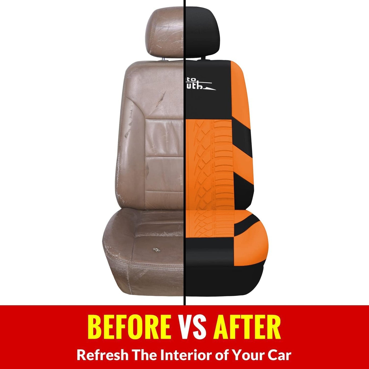 AUTOYOUTH Car Seat Covers for Front Seats, Breathable and Washable Bucket Seat Covers for Cars, Truck, SUV, Vans Airbag Compatible Automotive Interior Covers, Orange