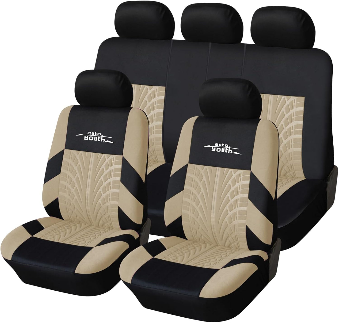 AUTOYOUTH Car Seat Covers for Front Seats, Breathable and Washable Bucket Seat Covers for Cars, Truck, SUV, Vans Airbag Compatible Automotive Interior Covers, Orange