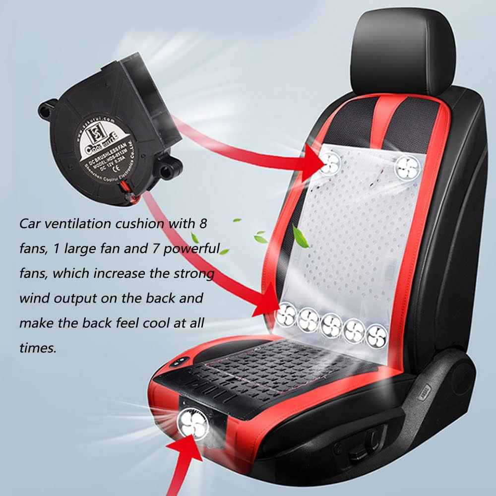 Car Ventilated Cushion Automotive Cooling Seat Cover Summer Seat Cooler Comfortable & Breathable with 8 Fans 3 Adjustable Wind Speeds for Car Truck SUV RV