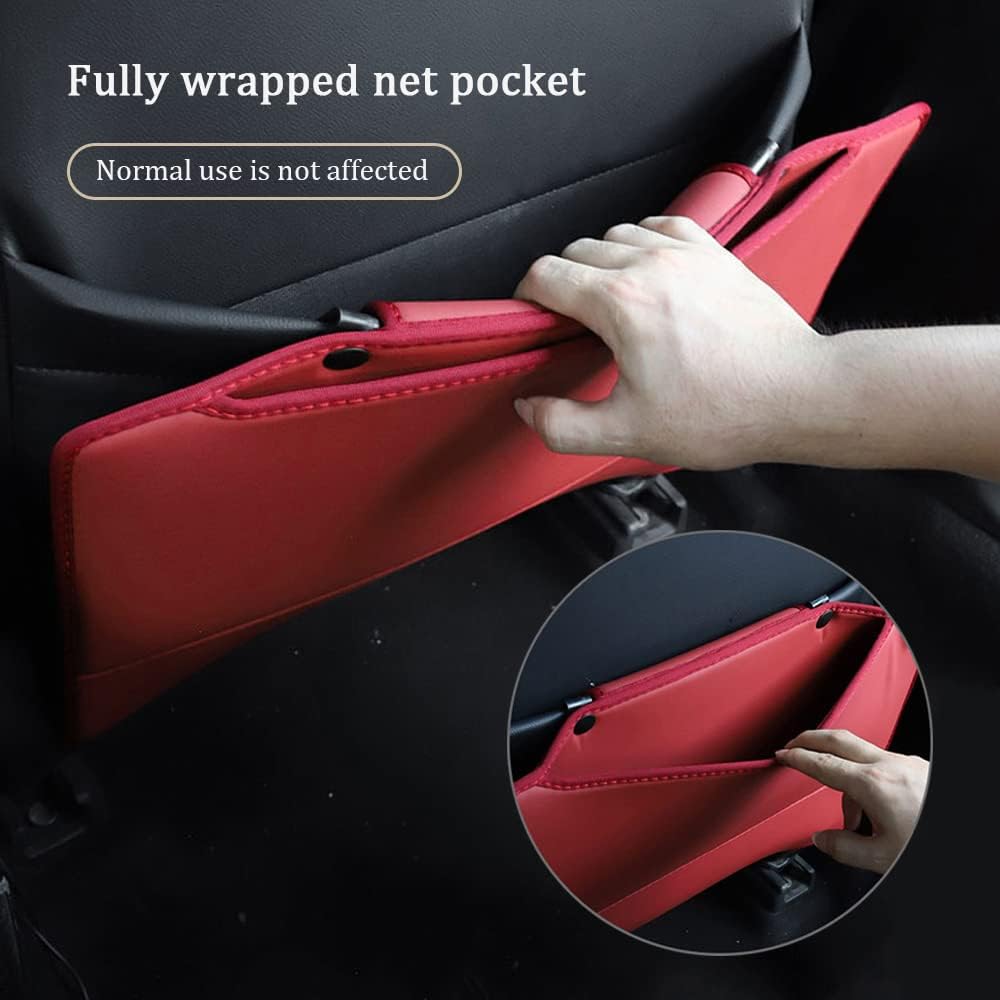 Fit for Tesla Seat Protector Rear Seat Child Kick Protection Premium Microfiber Leather Material(Two Packs) (red)