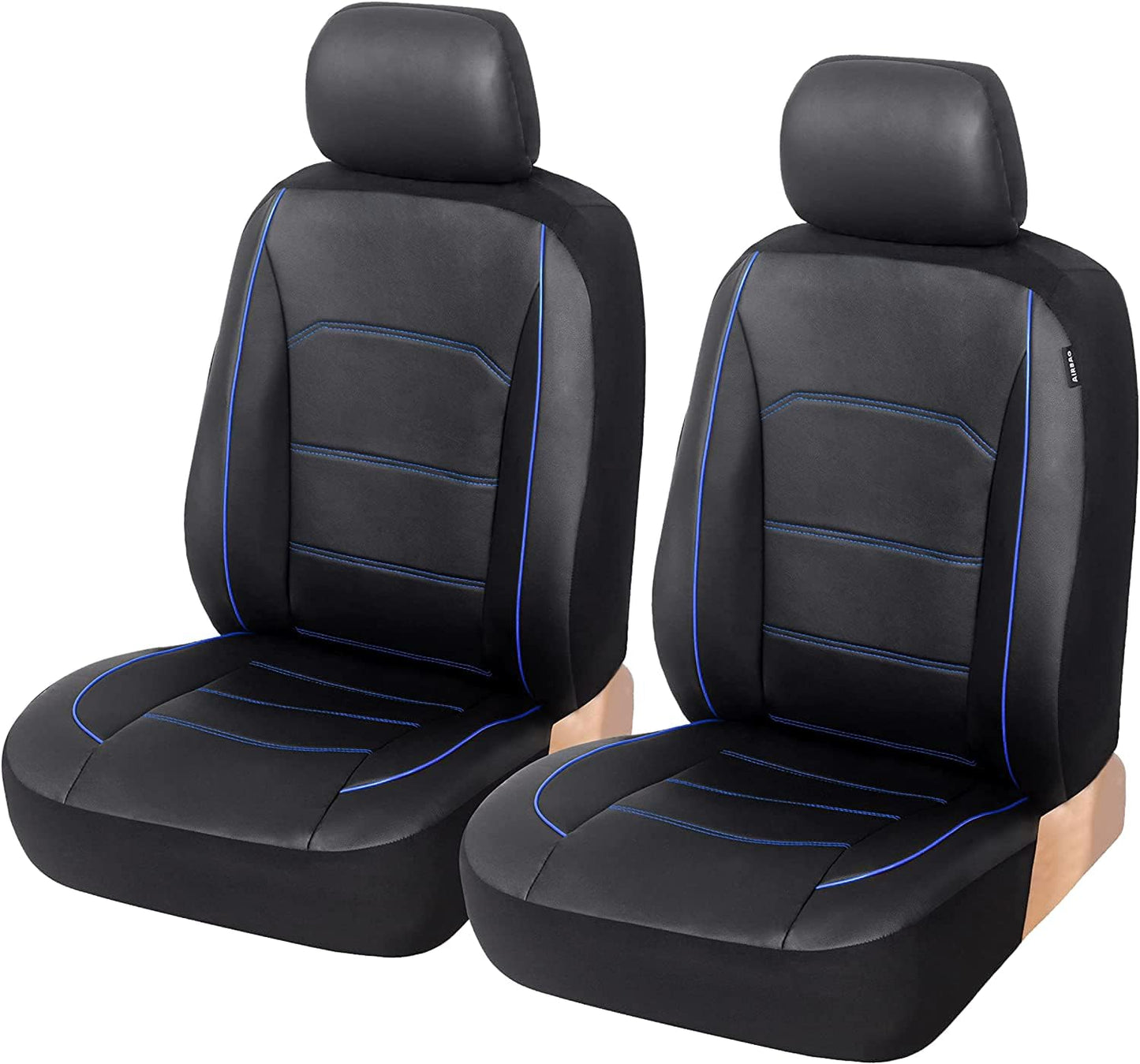 TOYOUN Classic Universal PU Leather Car Seat Covers Full Set Front High Back Bucket Seat Covers and Rear Auto Seat Covers Set Seat Protector Gray
