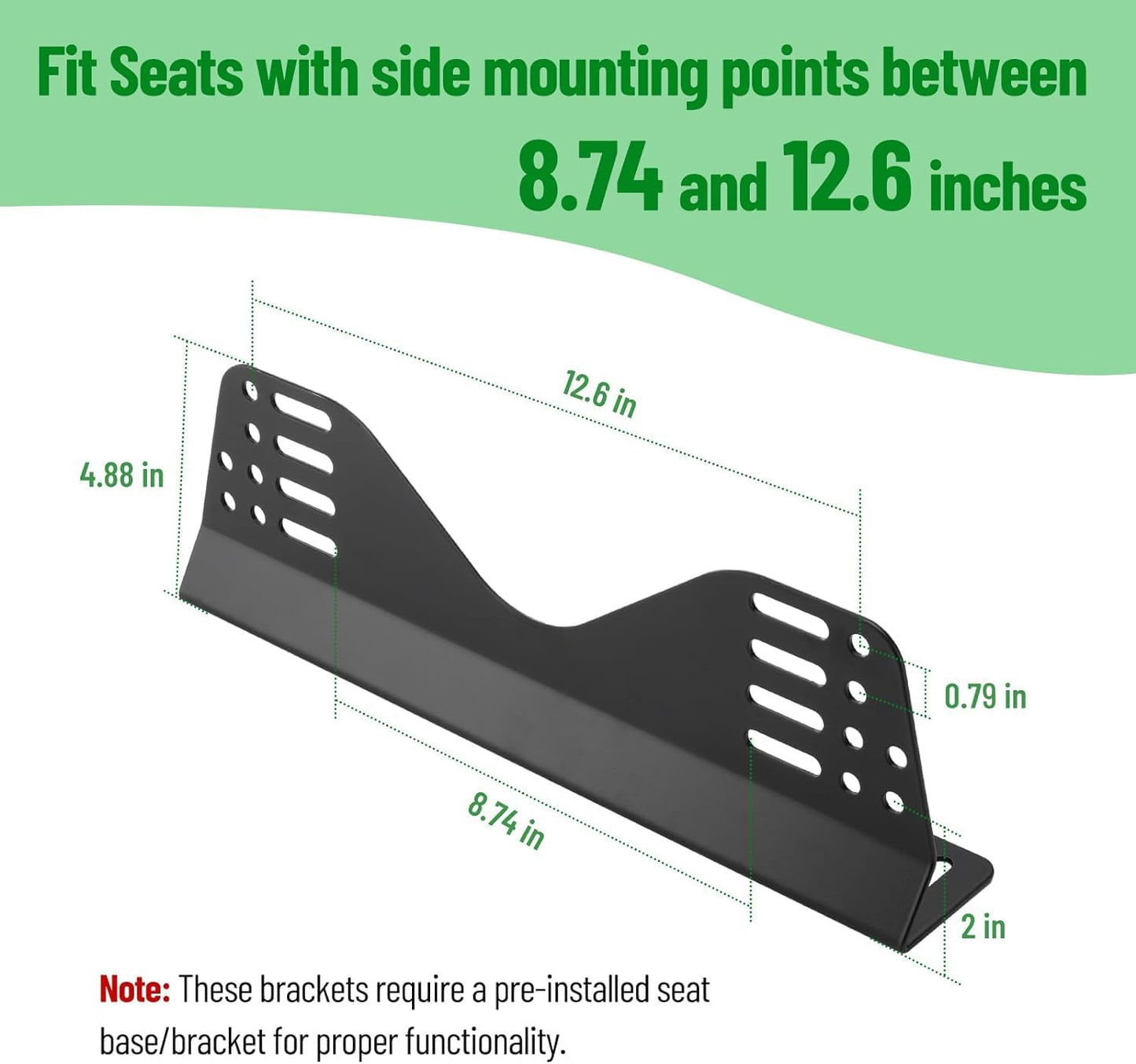 Racewill Universal Racing Seat Bracket with Seat Slider, Side Mounting Bracket Track Assembly Sets Compatible with NRG Sparco and More Aftermarket Seats