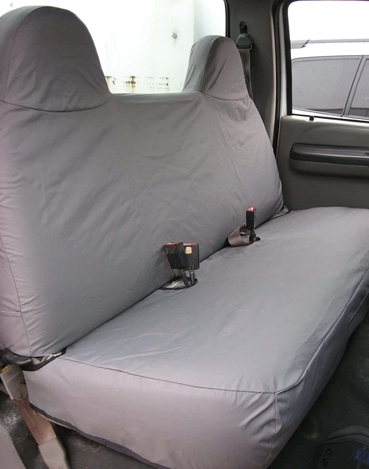 Durafit Seat Covers for 1999-2007 Ford F250-F550 Work Truck with a Front Solid Bench Seat, Custom Exact Fit Seat Covers (F236-D8/D8 Dark Gray Twill)