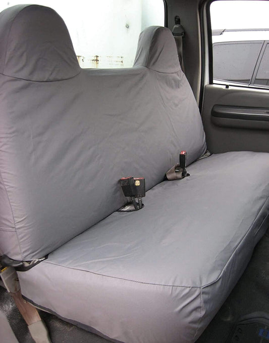 Durafit Seat Covers for 1999-2007 Ford F250-F550 Work Truck with a Front Solid Bench Seat, Custom Exact Fit Seat Covers (F236-D8/D8 Dark Gray Twill)