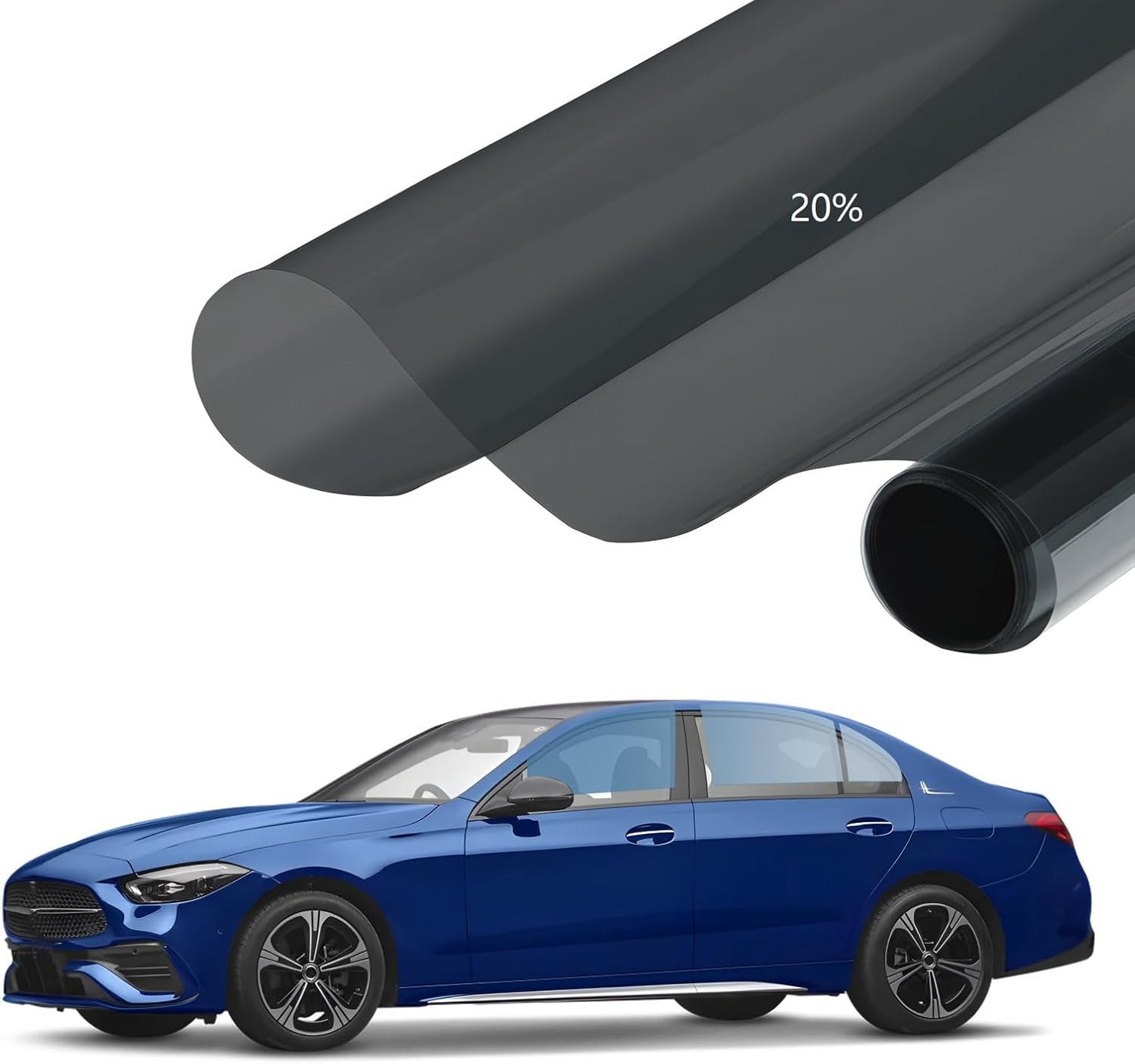KASHIBANG Window Tint Film, 5% VLT Heat & UV Block, Scratch Resistant Privacy Film, Blackout Auto Windshield Sun Shade Roll - Suitable for Car Side & Rear Windows