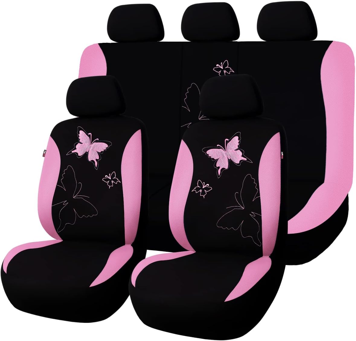 Flying Banner Butterfly car seat Covers ful Set Fashion Universal Lady Woman Female Rear Bench Split Colorized (Full Set, Purple)