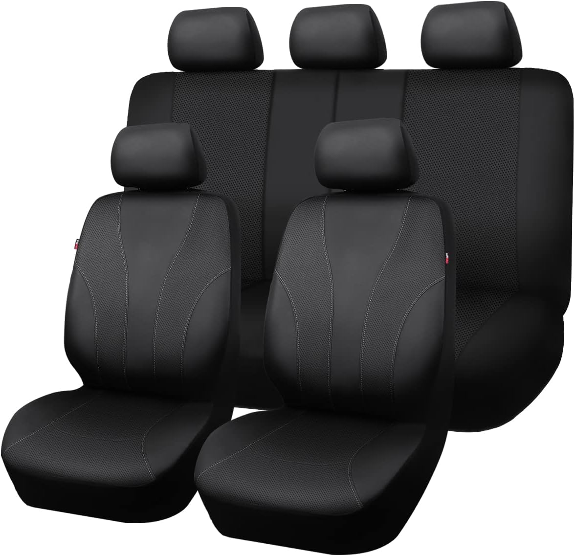 Flying Banner Car Seat Covers Full Cover Universal fit Car Truck SUV Van Hot Stamp Breathable Rear Bench Split Polyester Fabric (Gray Gray, Full Set - Low Back - Neoprene)