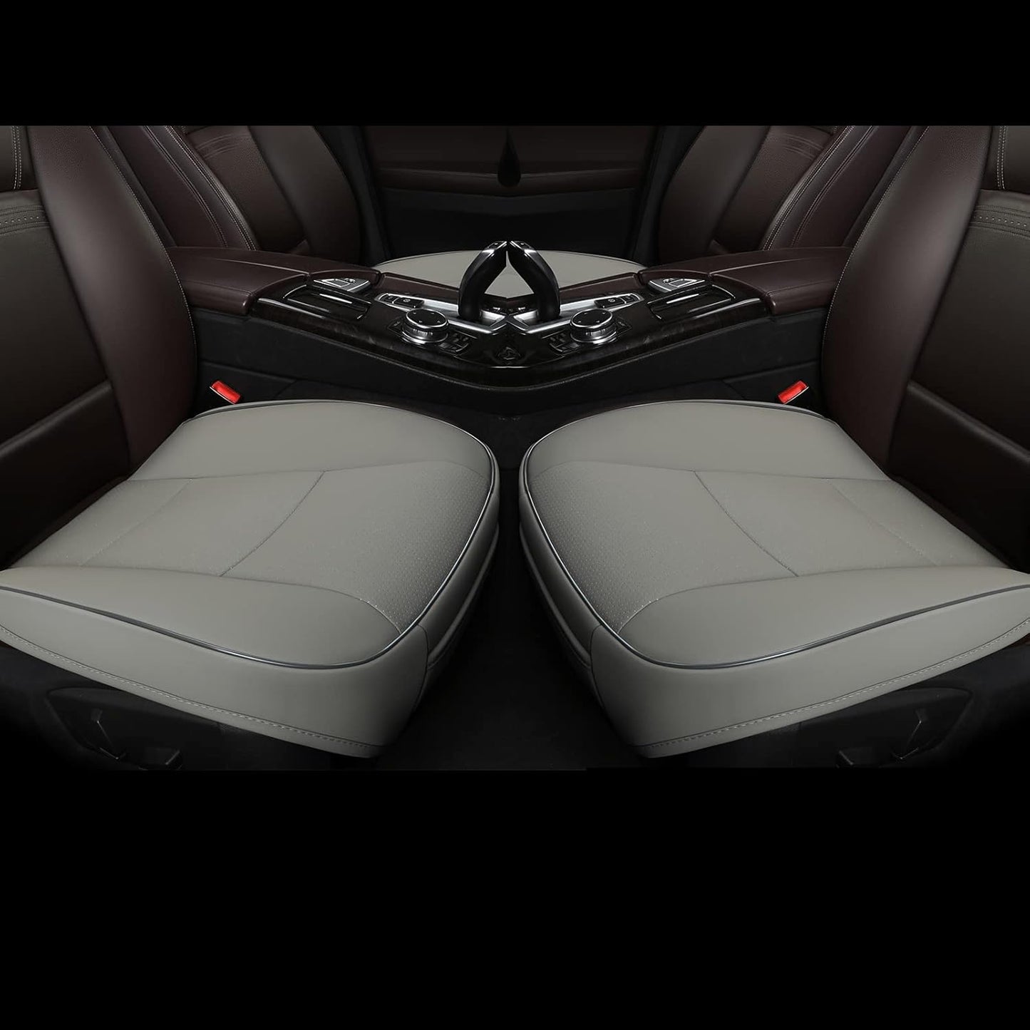 DINKANUR Breathable PU Leather Auto Universal Car Seat Covers Car Interior Driver and Passenger Seat Cover Car Seat Cushions for Cars (2 PCS) (Black-B)