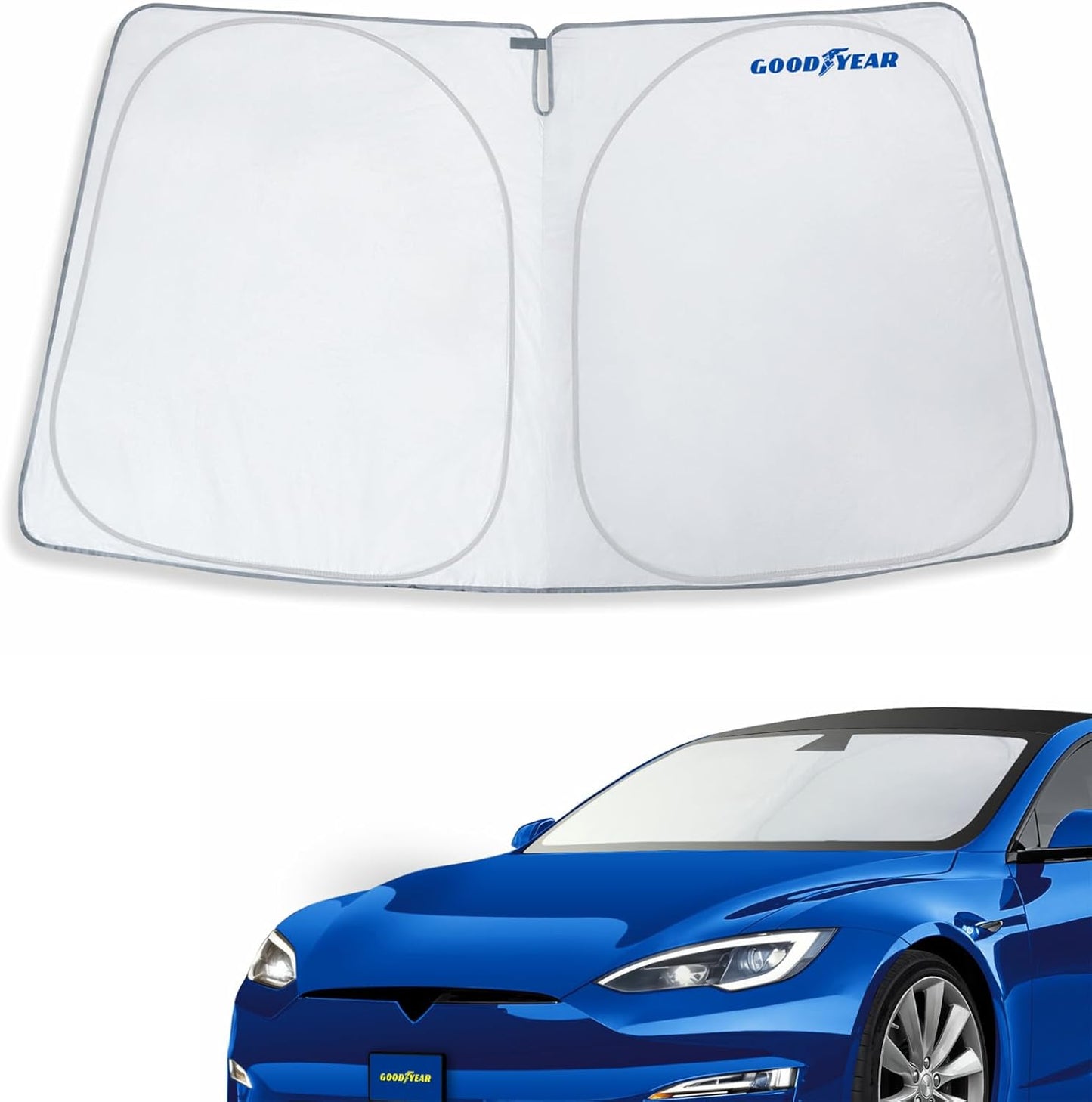 Goodyear Foldable Windshield Sunshade for Chevrolet (Chevy) Tahoe 2021-2025, SUV car Accessories, Sunshade Cover, Sun Shade Car Windshield, Window Sun Blocker - GY008221
