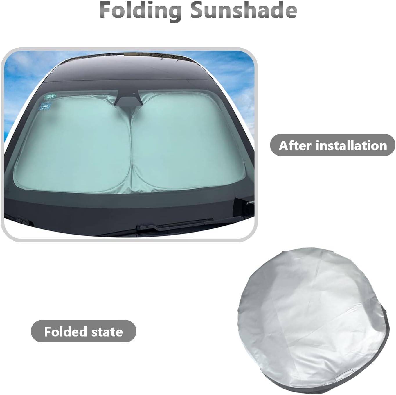BoxCheer Windshield Sunshade for Tesla Model S Foldable Double Layer Sun Shade Front Window UV & Heat Protection Visor