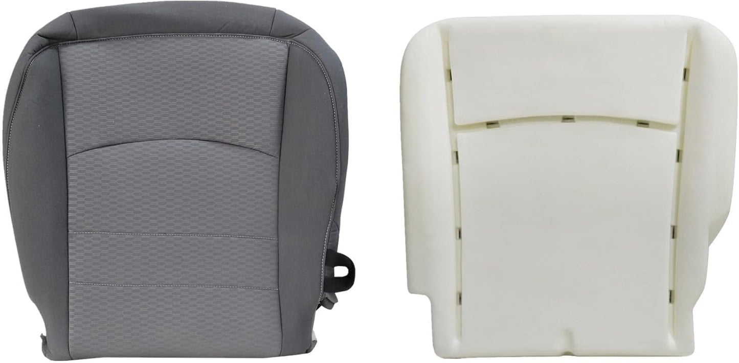 AOUTTUOA Driver Side Bottom and Foam Cushion Cloth Seat Cover Gray Compatible with Dodge Ram 1500 2500 3500 4500 5500 2013 2014 2015 2016 2017 2018