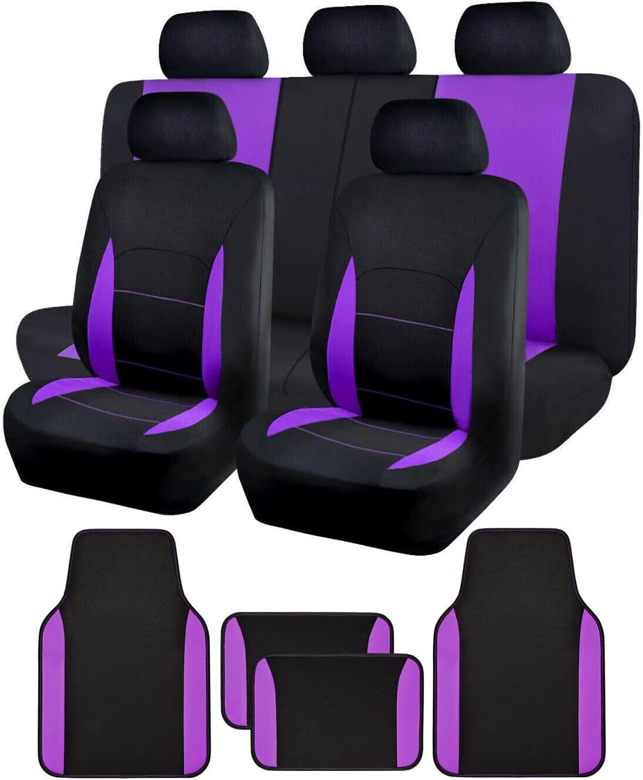 Flying Banner Car Seat Covers Full Set 9 PCS Rear Bench with 3 Zippers Split into 40/50 50/50 60/40 Truck SUV