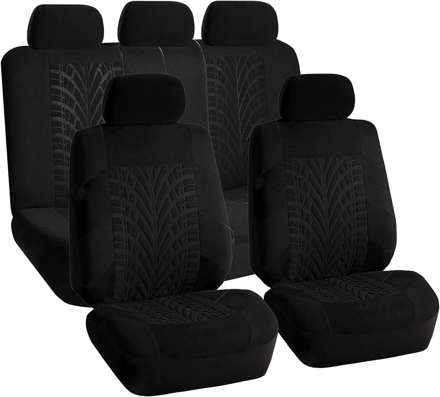 FH Group Car Seat Covers Full Set Premium Cloth - Universal Fit, Automotive, Low Back Front Washable Seat Covers, Airbag Compatible, Split Bench Rear Seat for SUV, Sedan Beige