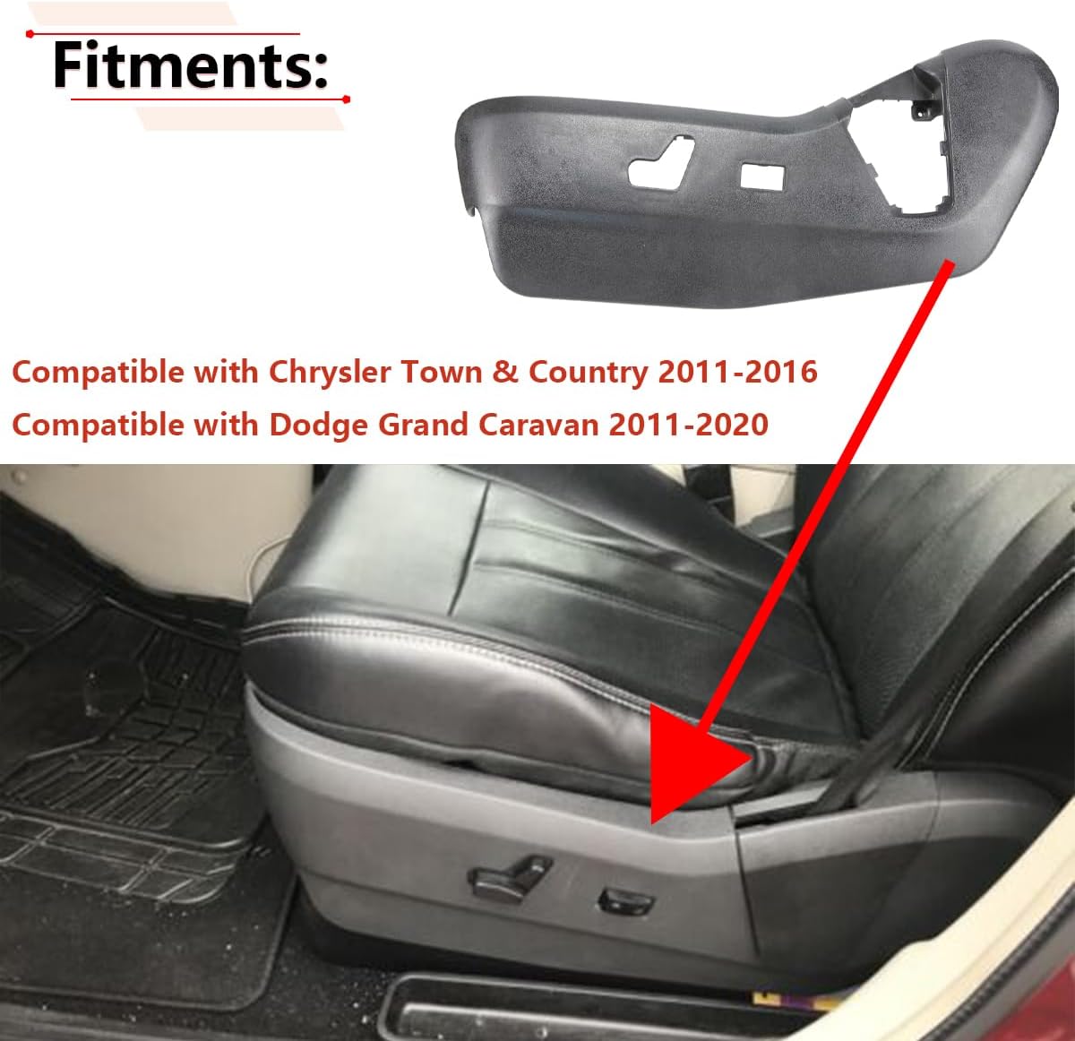 RLB-HILON Driver Side Seat Trim Cover Compatible with Dodge Grand Caravan 2011-2020 Year, for Chrysler Town & Country 2011-2016 Year, for 924-438 Seat Track Cover
