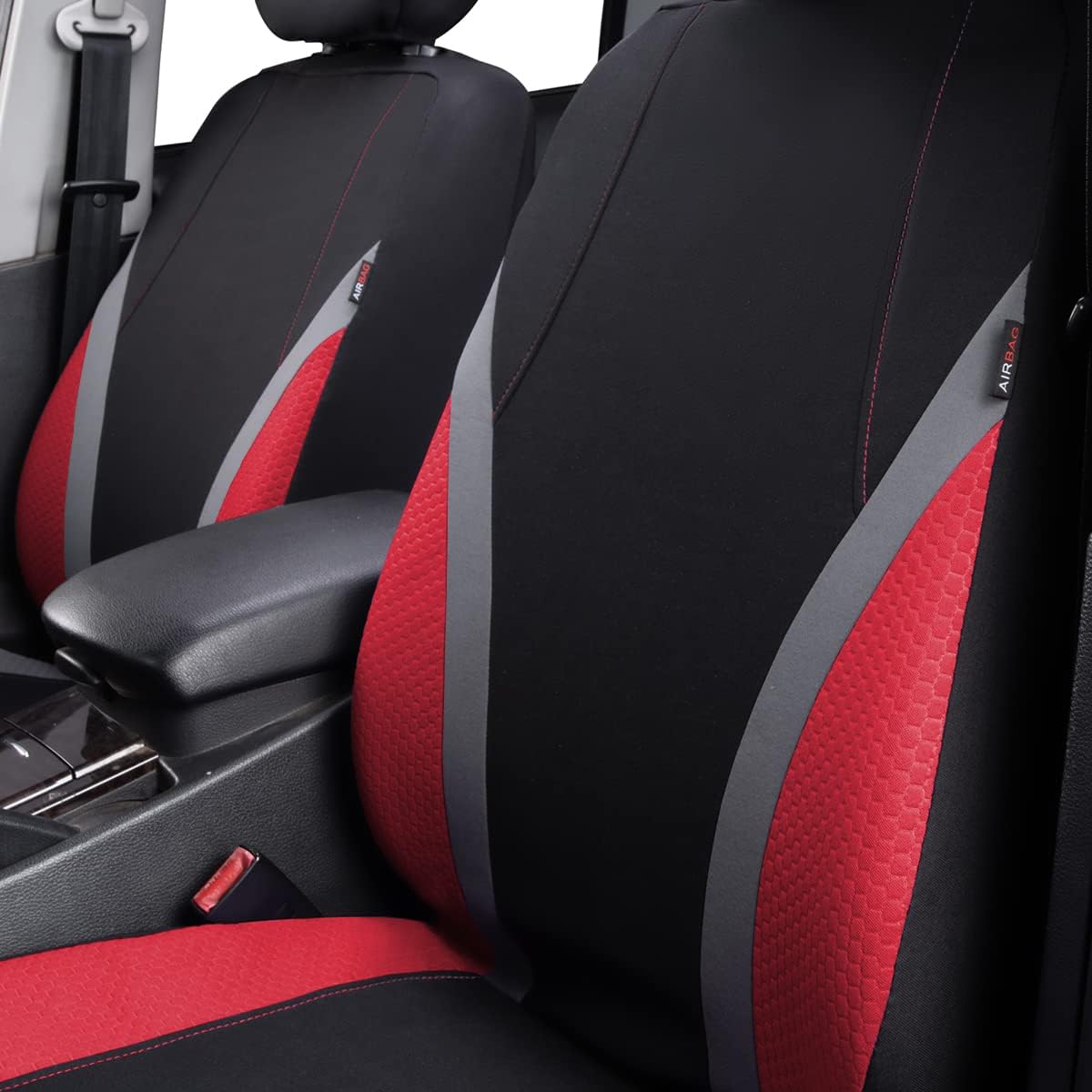 Flying Banner car seat Covers Full Set Fashion Woman Lady Girl Sporty Color Rear Bench Split Easy Installation SUV car Truck (Full Set (9 PCS), Red)