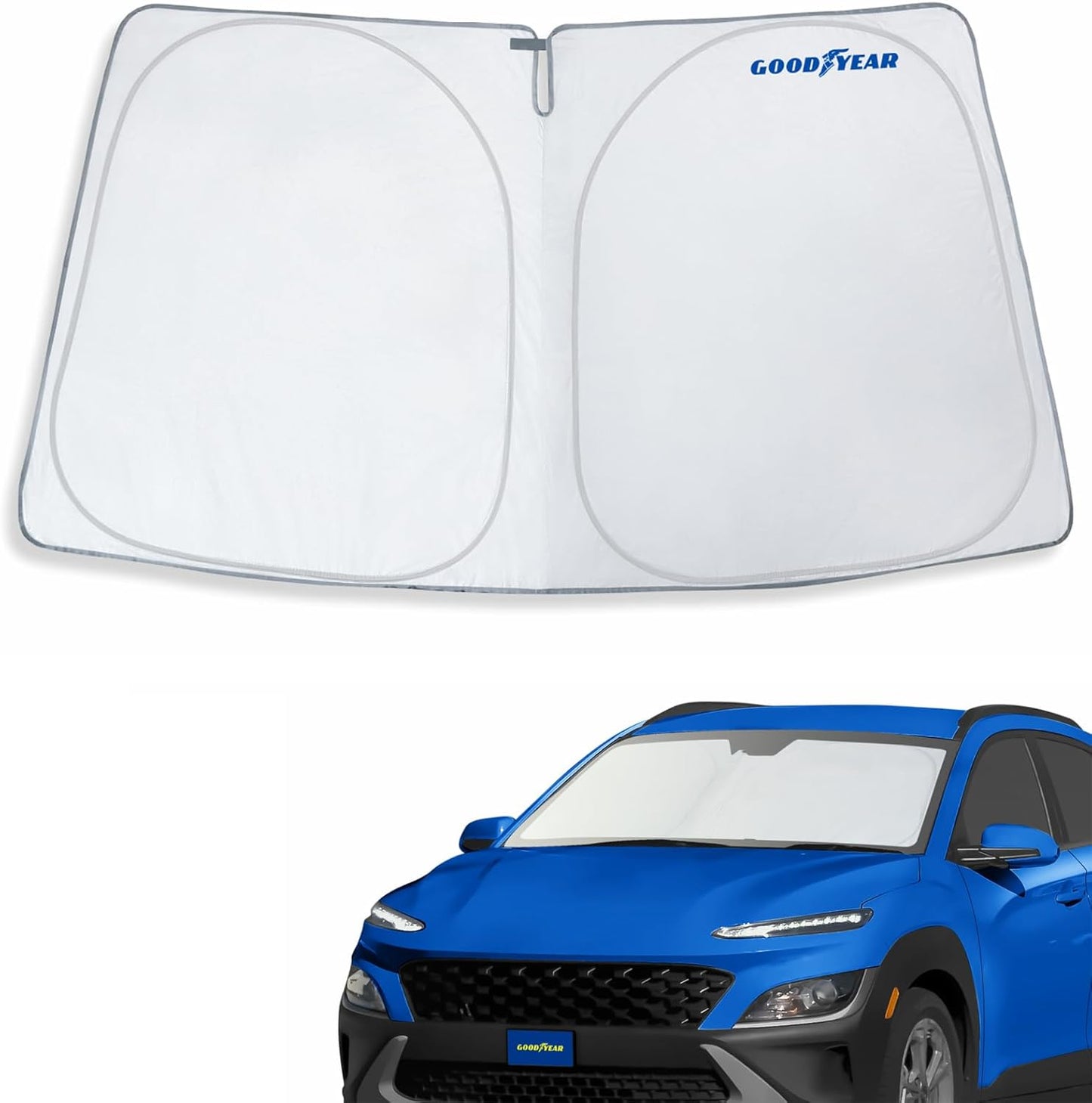 Goodyear Foldable Windshield Sunshade for Chevrolet (Chevy) Tahoe 2021-2025, SUV car Accessories, Sunshade Cover, Sun Shade Car Windshield, Window Sun Blocker - GY008221