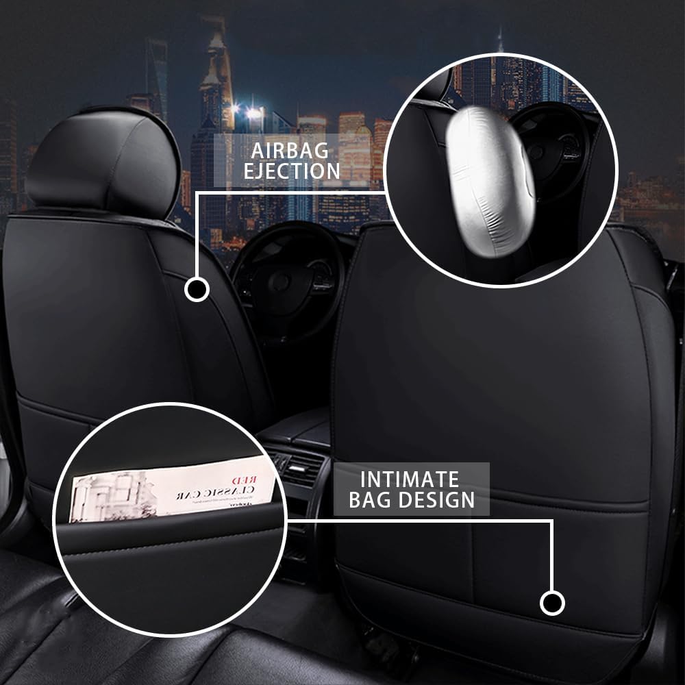 Car Seat Cover for Toyota Tacoma 2000-2024, Waterproof and Wear Resistant Sports Seat Cover, Premium Nappa Leather Seat Protector. (2 Seats Standard/Black White)