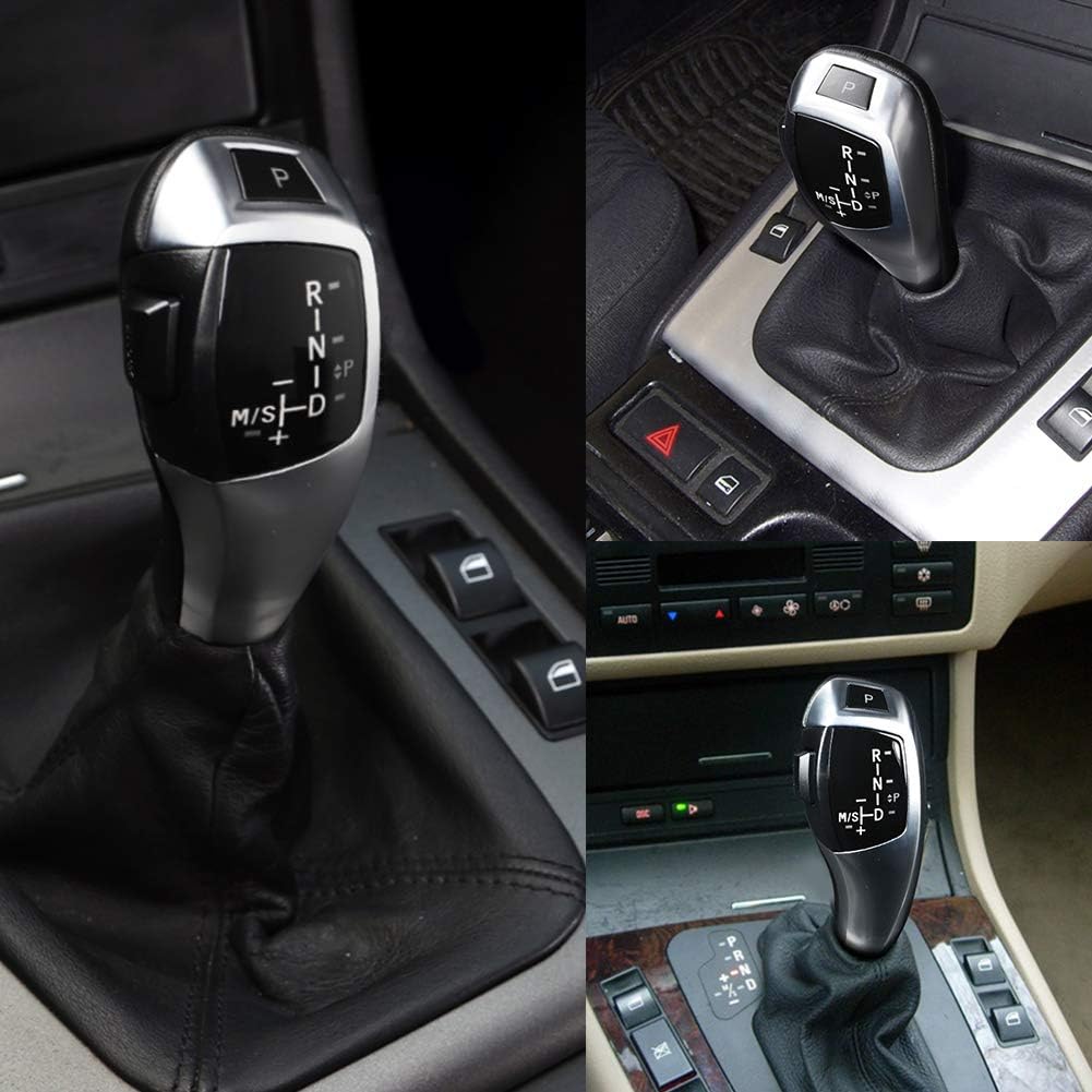 Car Gear Shift, LHD Automatic LED Gear Shift Knob Retrofit Kit Fit for BMW E90 E92 E84 E89 for F30 Style(Silver)
