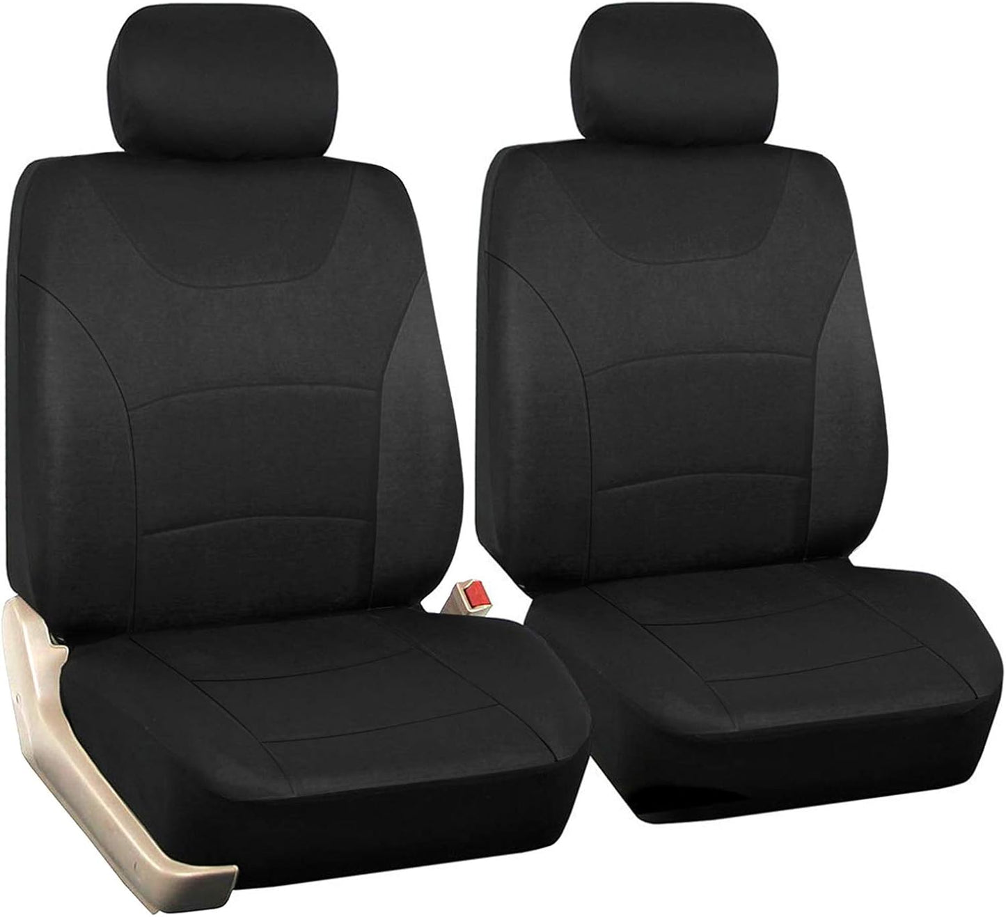Car Front Seat Covers, 2 Pcs Universal Fit Seat Covers for Sedan, Truck, SUV 1 Pair of Cloth Bucket Seat Covers, Black Gray