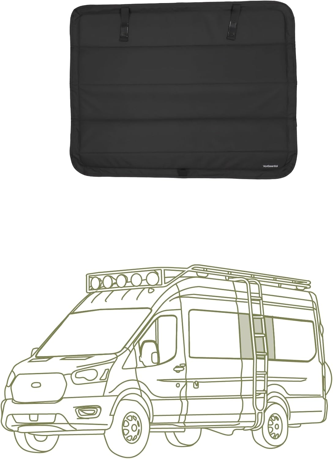 VanEssential Insulated Blackout Crew Window Cover Designed for Ford Transit Van Year 2015 to Current with NO Plastic Trim - Cool Gray