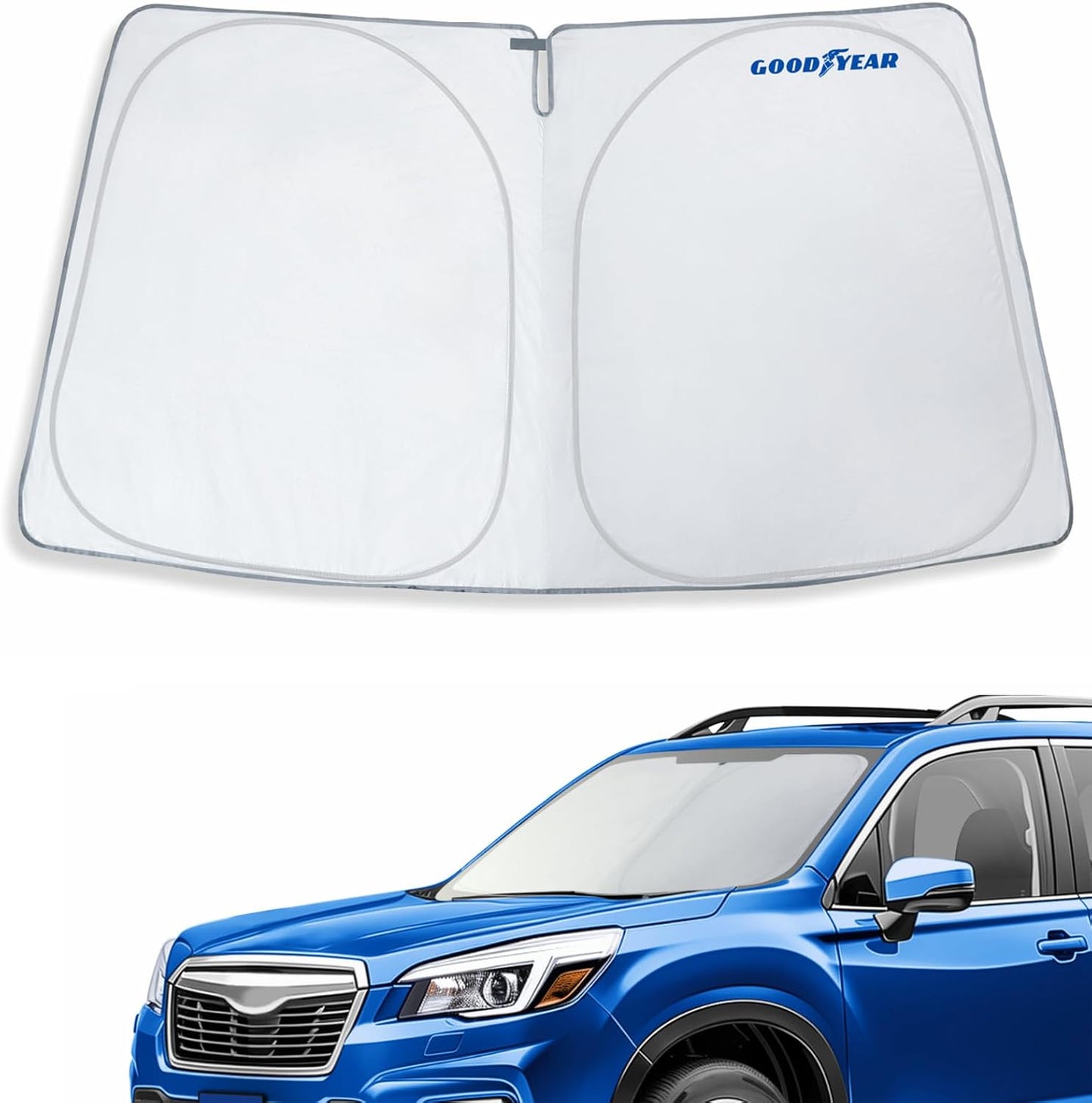 Goodyear Foldable Windshield Sunshade for Chevrolet (Chevy) Tahoe 2021-2025, SUV car Accessories, Sunshade Cover, Sun Shade Car Windshield, Window Sun Blocker - GY008221