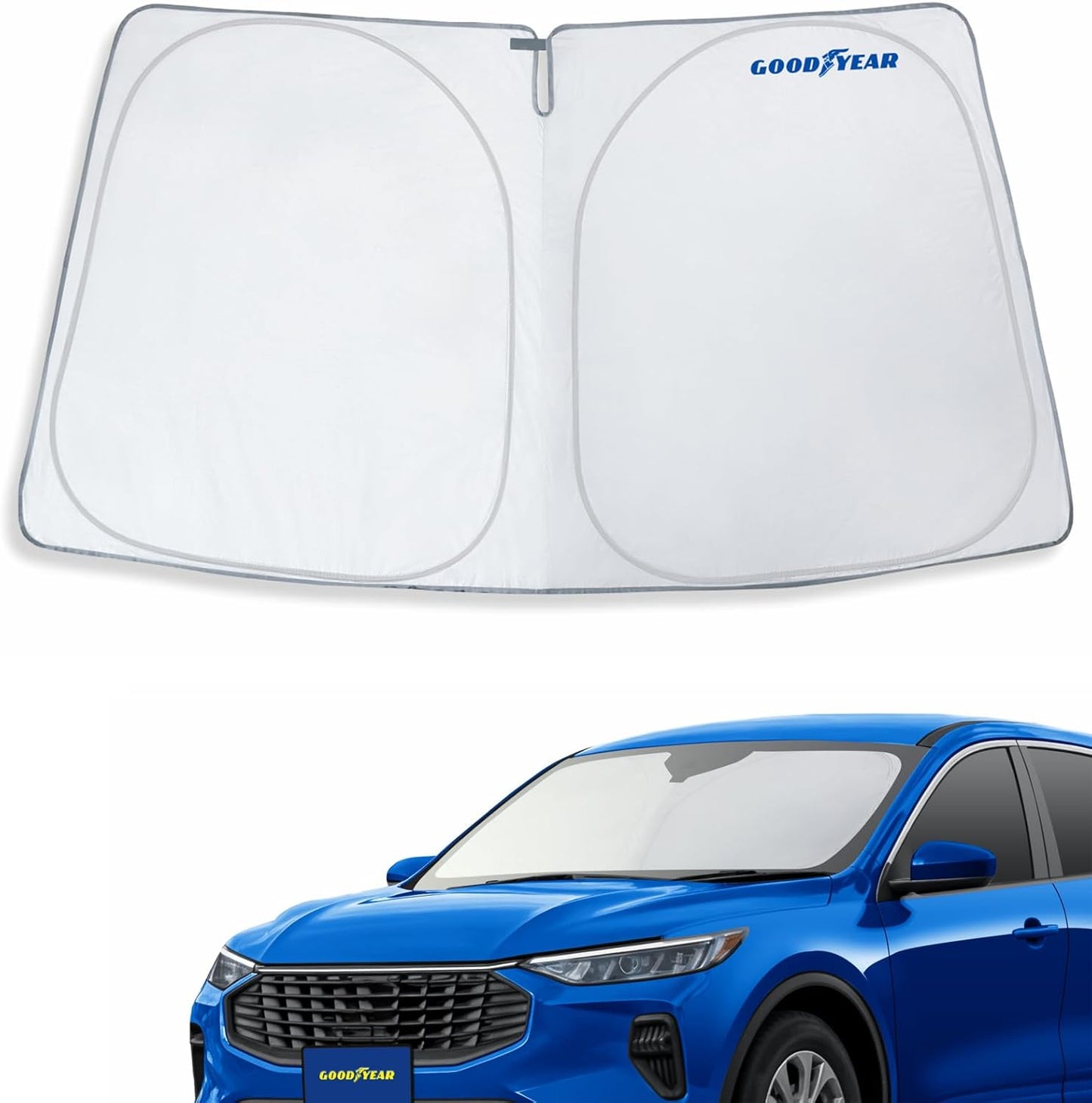Goodyear Foldable Windshield Sunshade for Chevrolet (Chevy) Tahoe 2021-2025, SUV car Accessories, Sunshade Cover, Sun Shade Car Windshield, Window Sun Blocker - GY008221