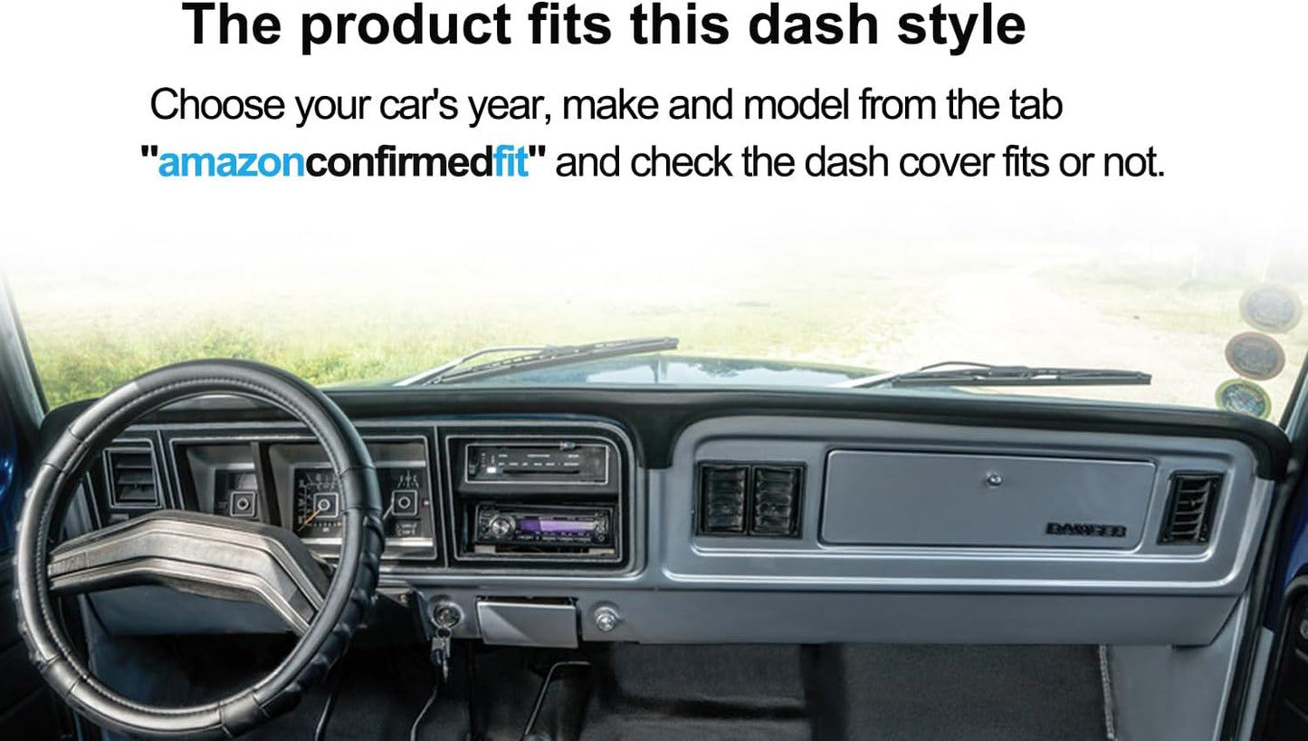 Fcovergurus Dash Cover Mat Custom Fit for Ford 1973-1979 F100 F150 F250 F350 Bronco Pickup Truck, Dashboard Cover Pad Carpet Protector (Black) F129