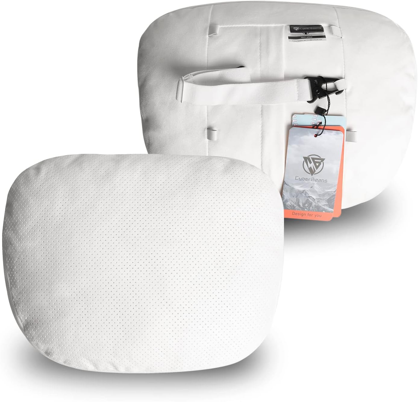 CYBERBEANS Car Neck Pillow for Tesla Model 3/Y Accessories Neck Support Cushion Tesla Seat Headrest Pillow 2 Packs 2016-2023 2024 White