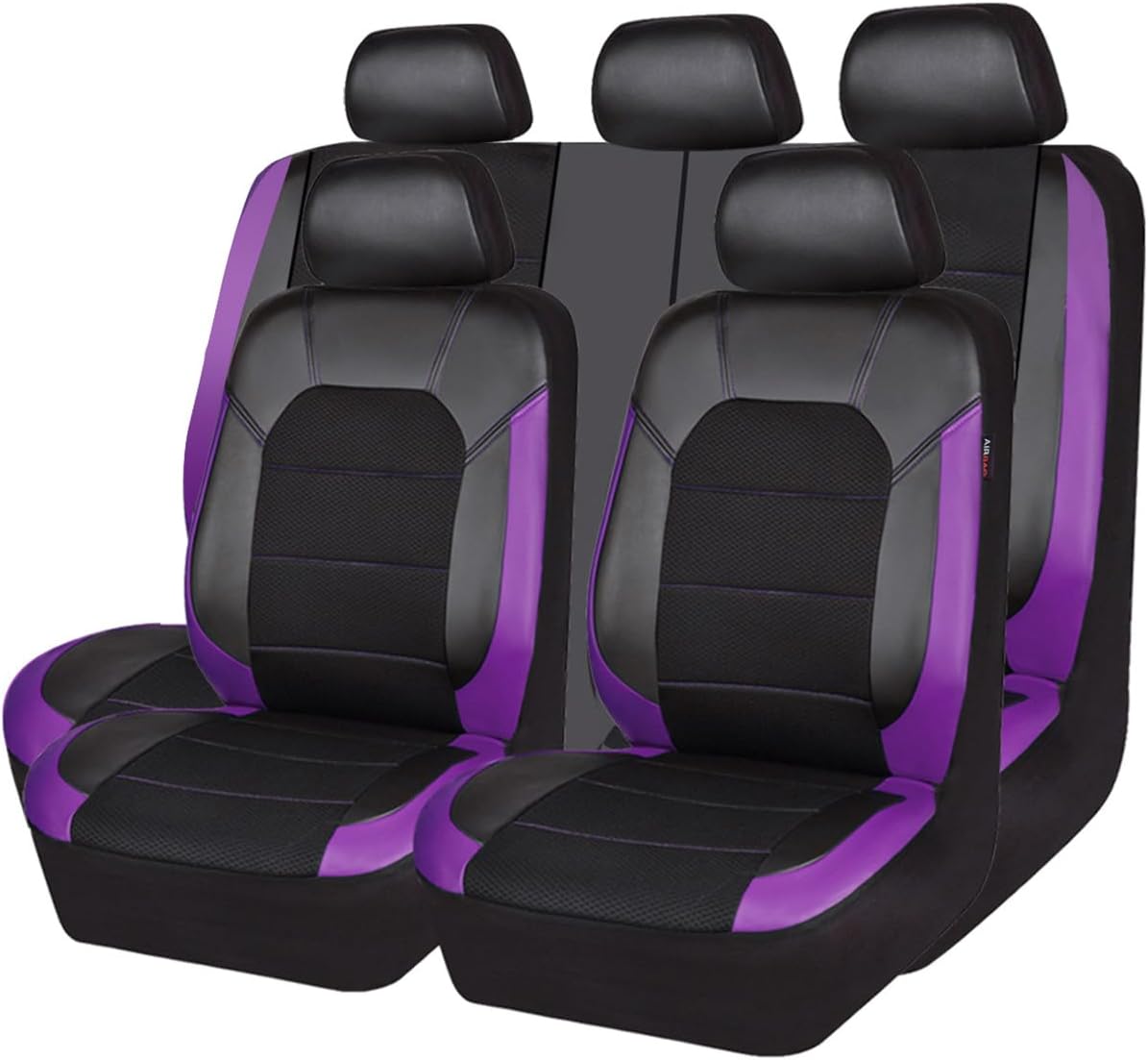 CAR PASS Leather Car Seat Covers Front Seats only, with Air Mesh Front Seat Covers Breathable, Cool Automotive Seat Covers 2 Pack, Universal Fit Most Cars,SUV,Truck,Van Airbag Compatible(Black Green)