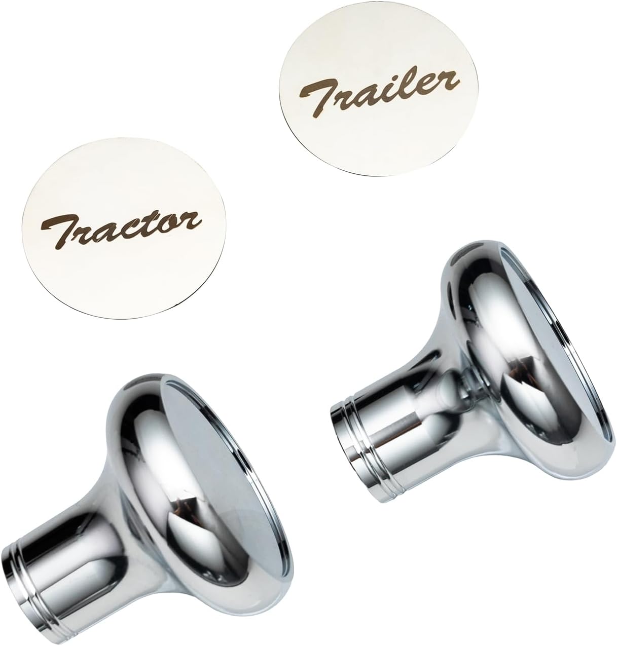 Xintre Pair of Tractor/Trailer Air Valve Knobs Made from Aluminum Interior Accessories Air Brake knobs Compatible with Kenworth T680 Peterbilt 379 389 579 Freightliner, Chrome Stainless Steel (2 Set)