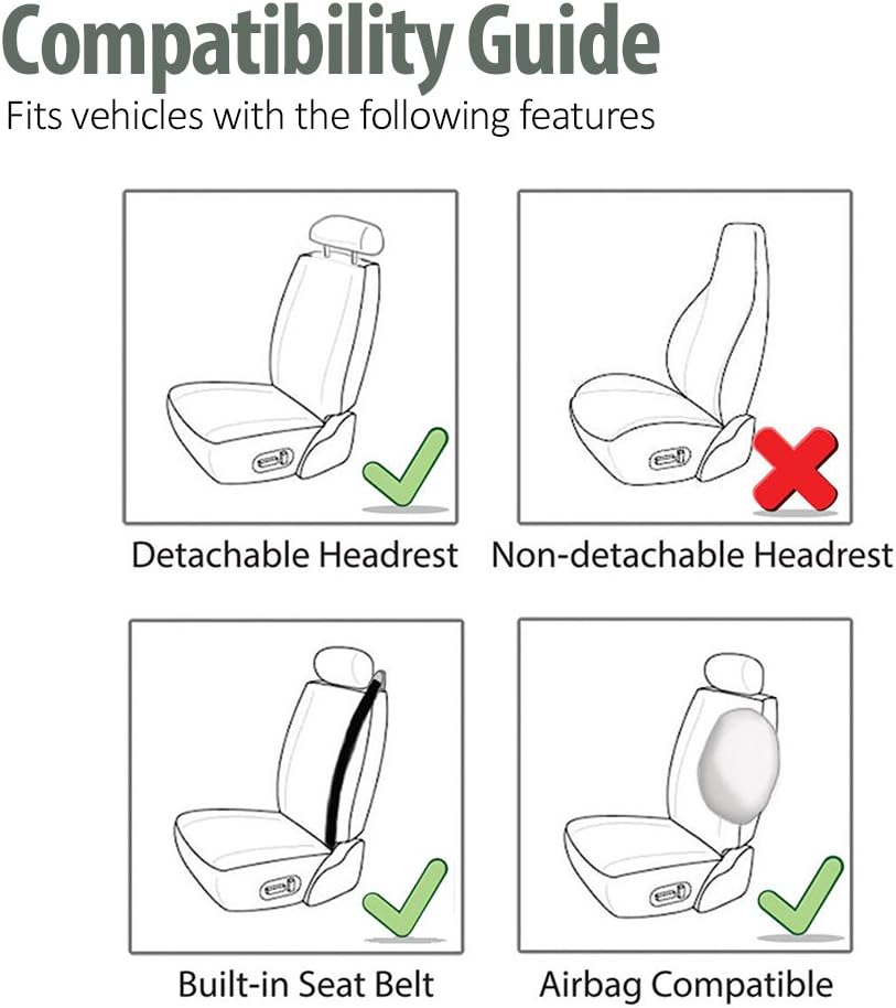 FH Group PU309BLACK102 Black Front PU Leather Seat Cover, Set of 2 (Set Built in Seat Belt Compatible Airbag Ready)