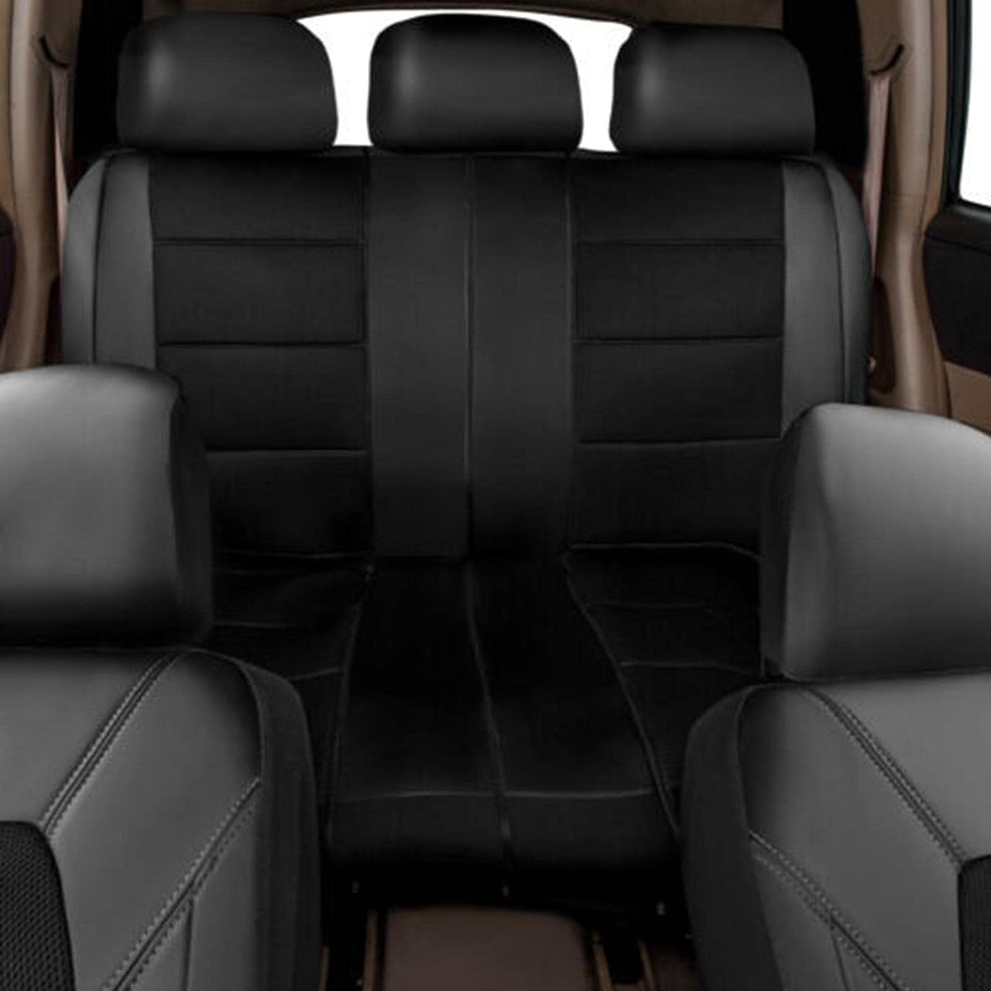 Car Seat Covers for Mitsubishi Eclipse Cross 2017 2018 2019 2020 2021 2022 2023 2024, 9 Pcs Full Sets Leather Non-Slip Waterproof Breathable Seat Protector Interior Accessories,Black