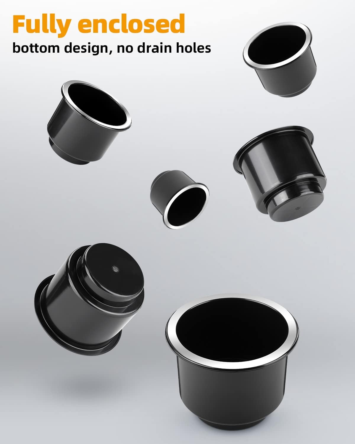 JOYTUTUS Cup Holder Insert 6pcs for RV Boat Car Couch Golf Cart - Elegant Chrome, Large Plastic Universal Drop in Cup Holder for Pontoon Table Sofa