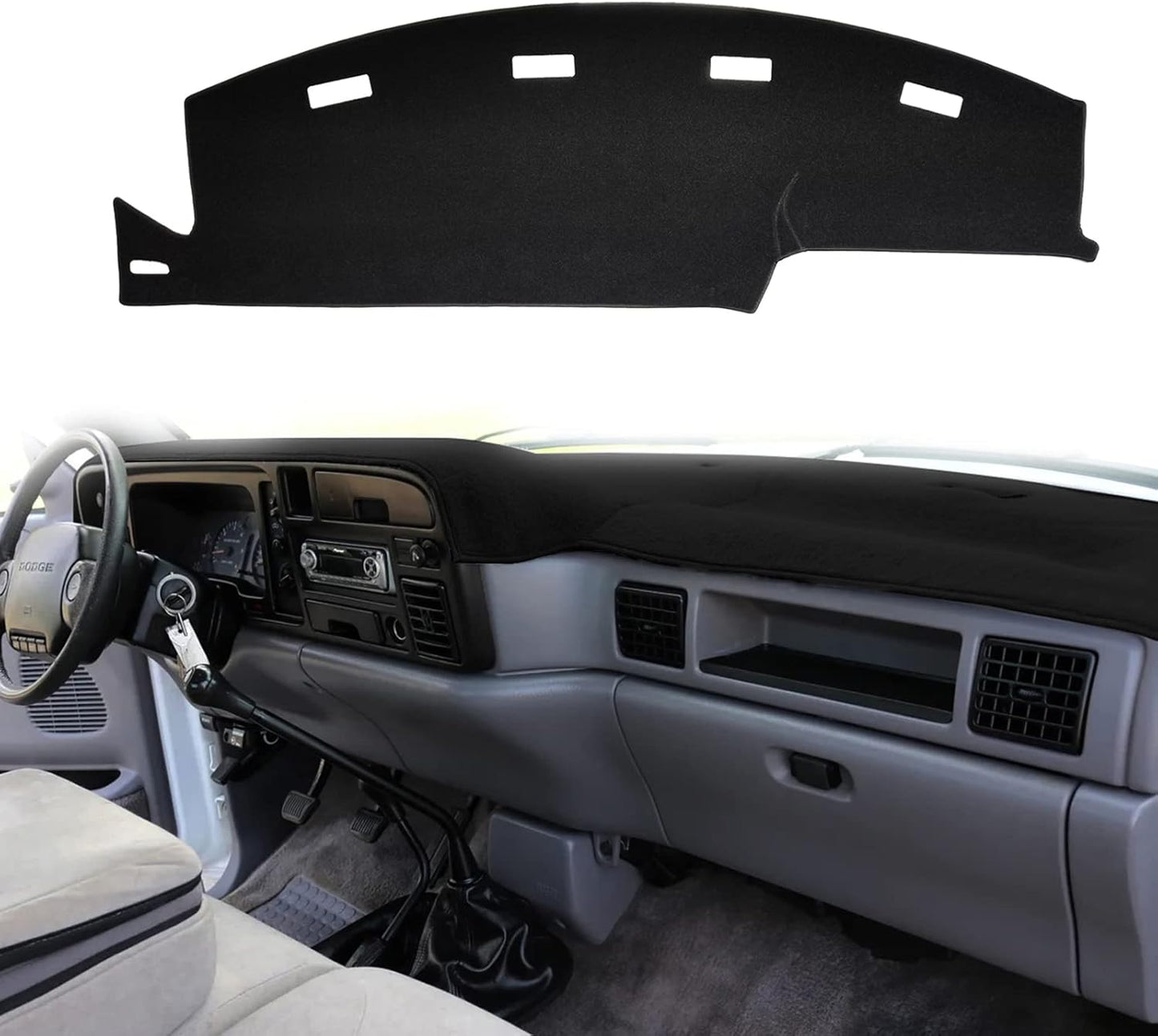 HanLanKa Dashboard Cover Dash Cover Mat Pad Compatible with Dodge Ram 1500 2500 3500 1998 1999 2000 2001 (Ram 98-01, Black)