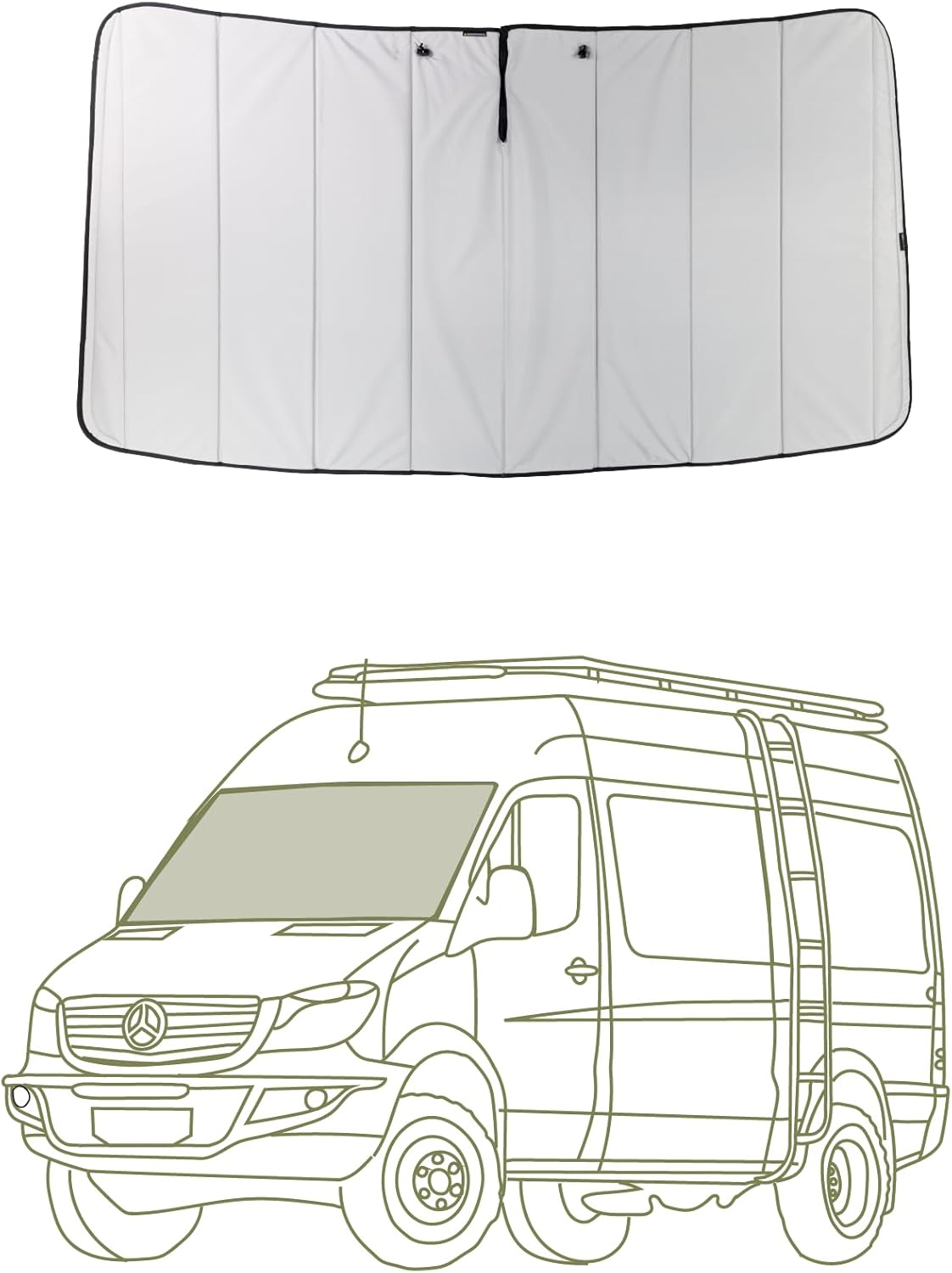 VanEssential New MERC 2019-Current Sprinter Van Insulated Blackout Front Door Covers (Pair) - Cool Gray